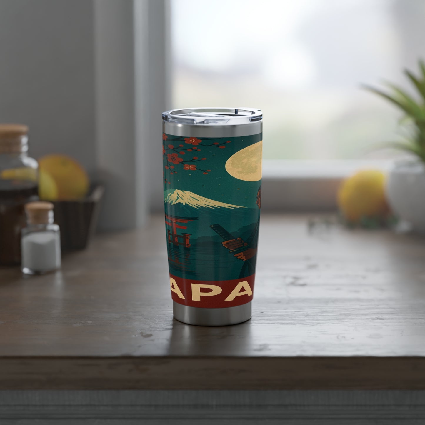 "Vaso Térmico Vagabond 20oz Japón: Tradición entre Cerezos y Montañas 🌸⛩️🗻"