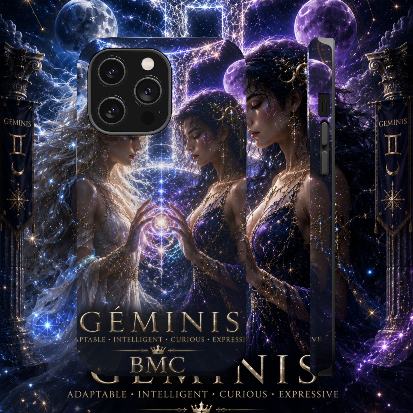 "Funda Magnética Reforzada♊ Géminis M— Reflejo del alma dividida"