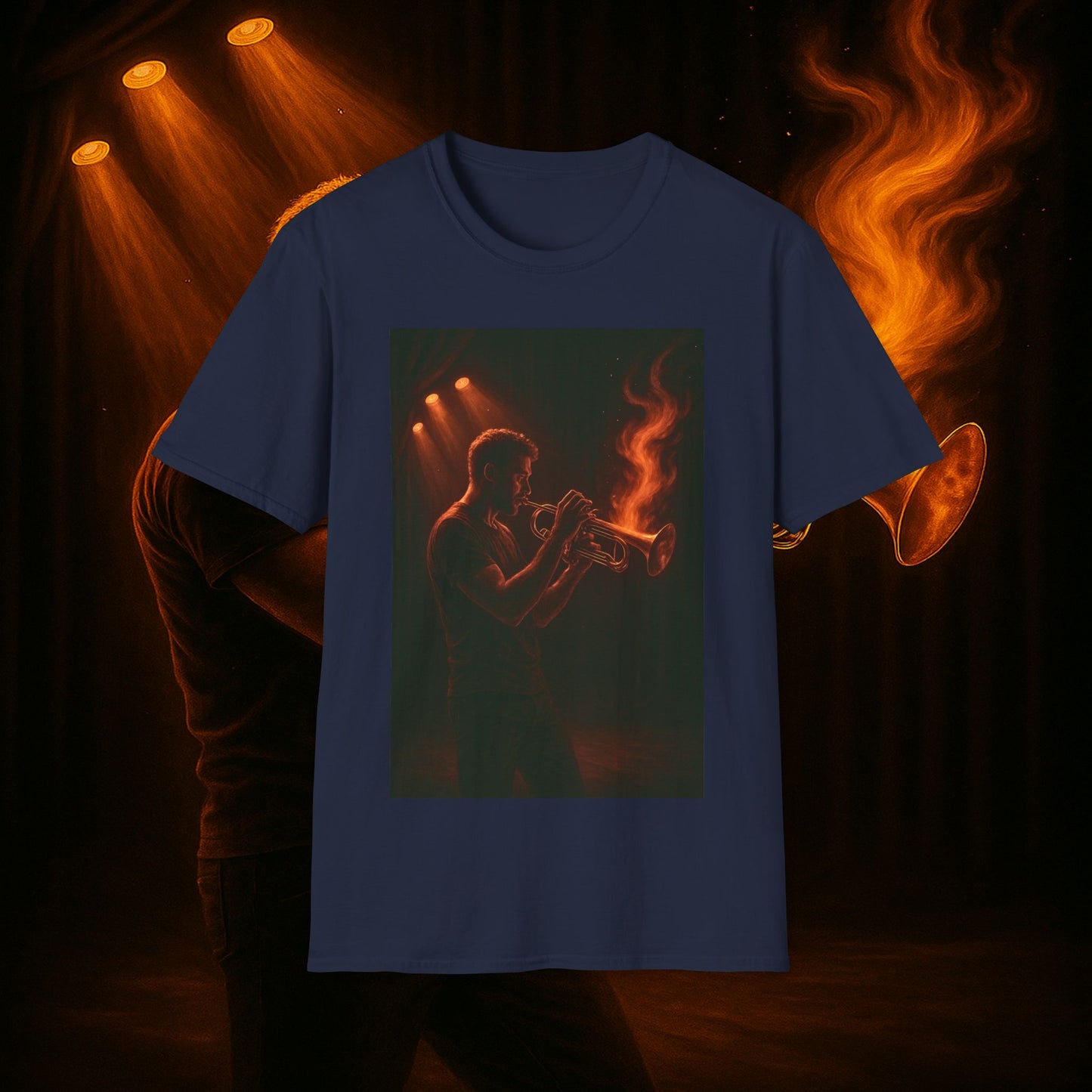 "Camiseta trompeta 🎺🔥Donde hay fuego, hay música.”