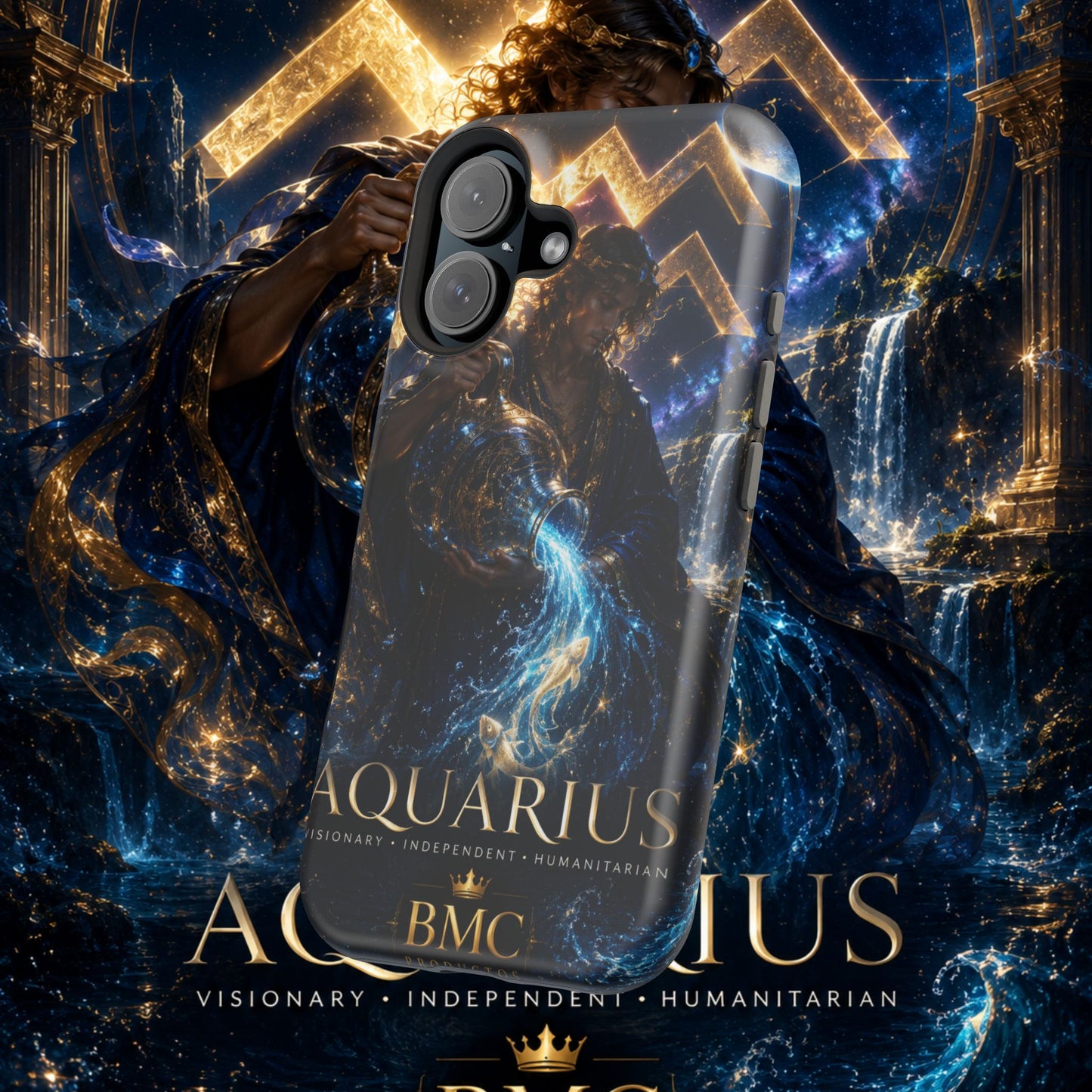 "Funda Magnética Reforzada♒ ACUARIO – El Visionario del Cielo y el Agua"