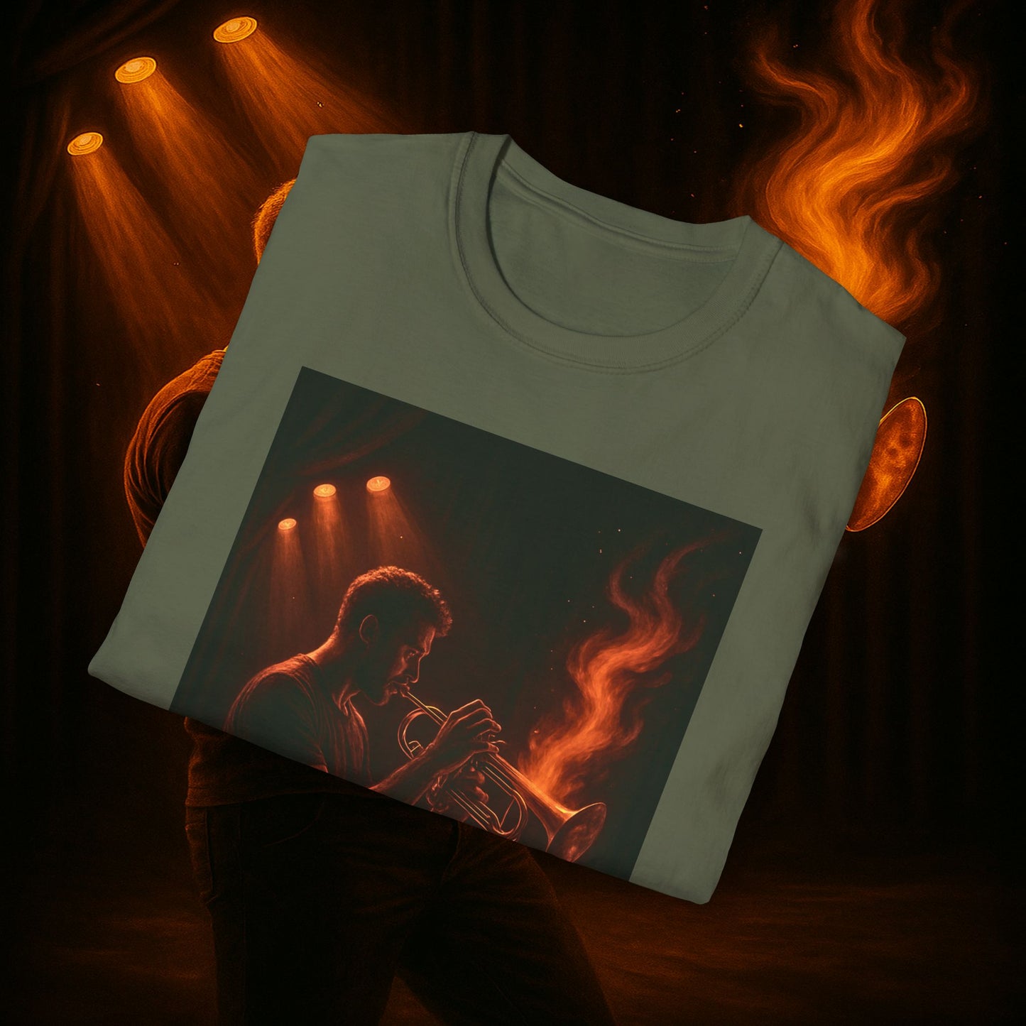 "Camiseta trompeta 🎺🔥Donde hay fuego, hay música.”
