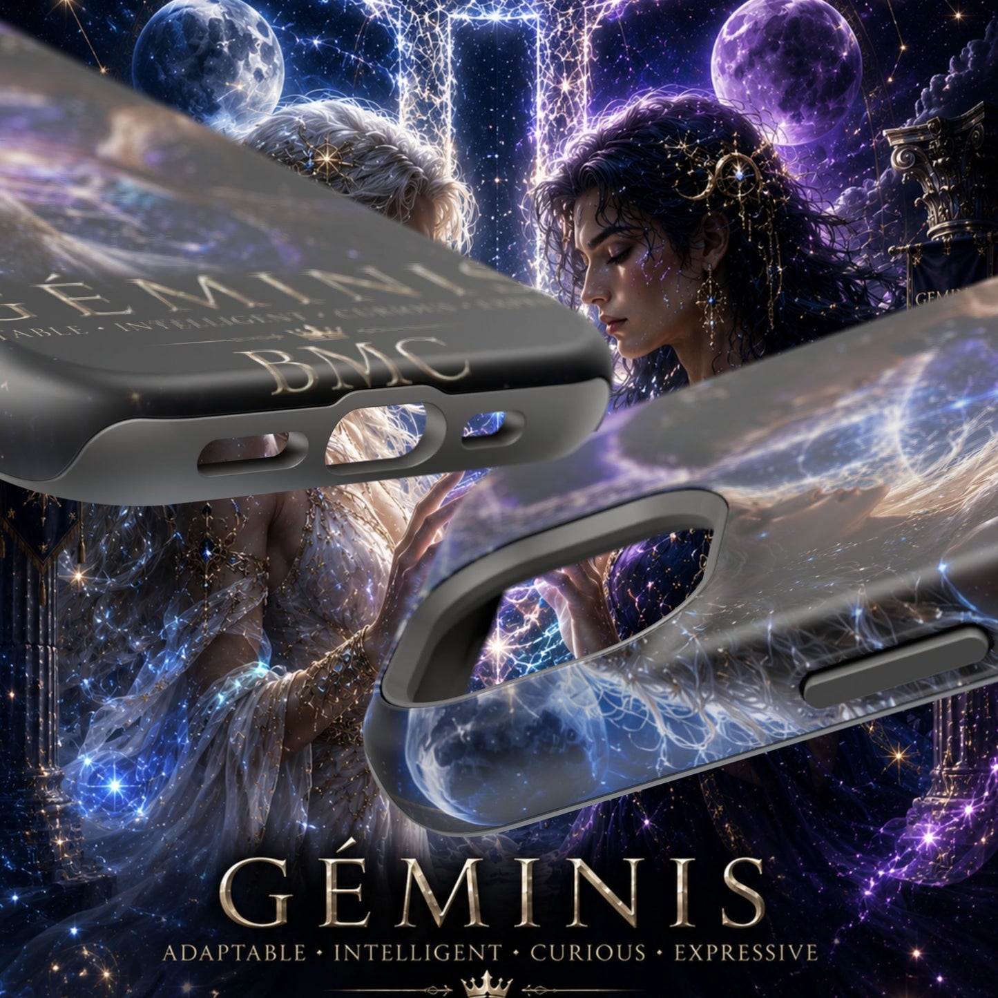 "Funda Magnética Reforzada♊ Géminis M— Reflejo del alma dividida"