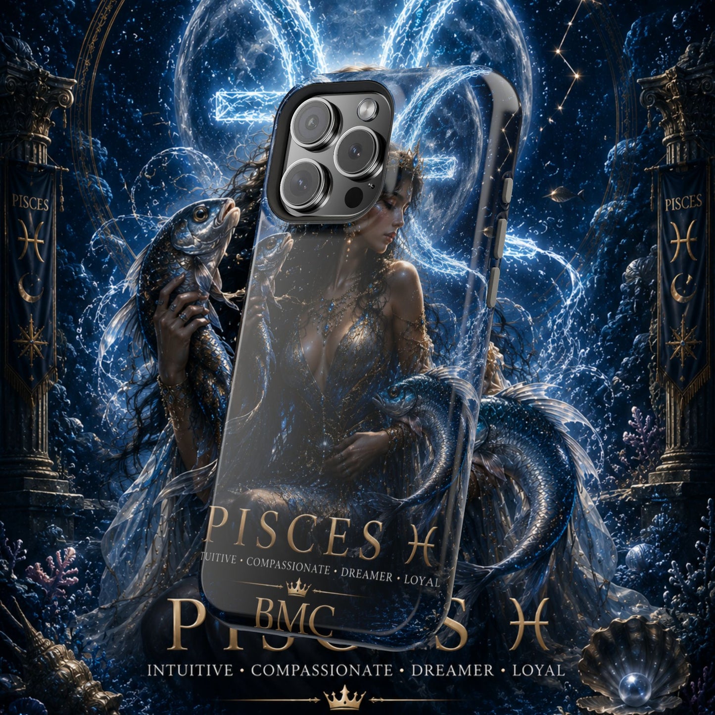 "Funda Magnética Reforzada Piscis M— La Guardiana de las Profundidades"