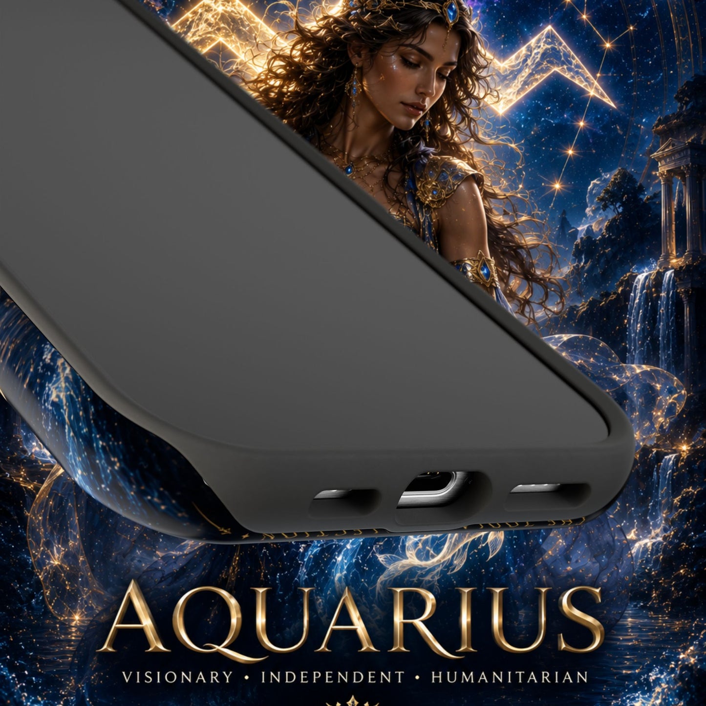 "Funda Magnética Reforzada♒ ACUARIO M– La Visionaria del Cielo y el Agua"