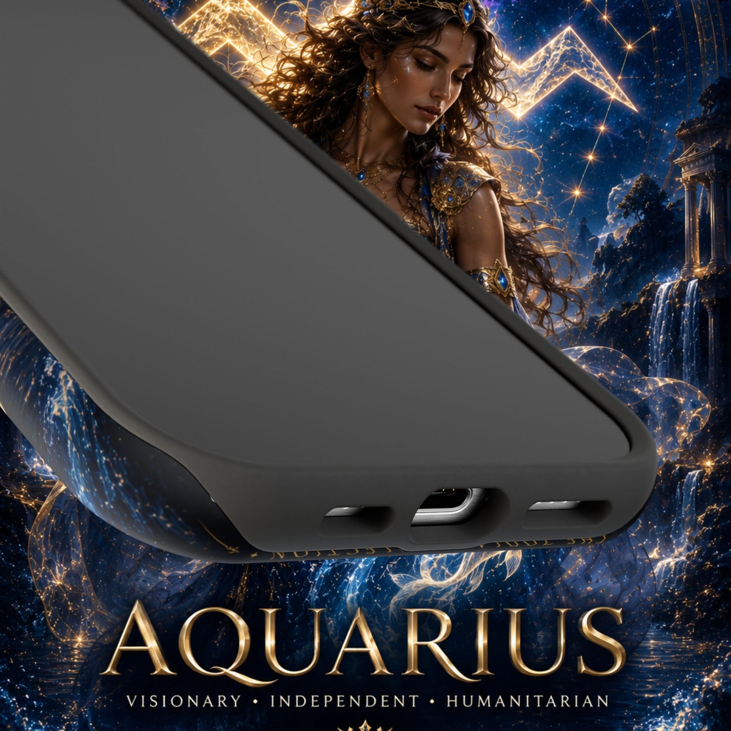 "Funda Magnética Reforzada♒ ACUARIO M– La Visionaria del Cielo y el Agua"