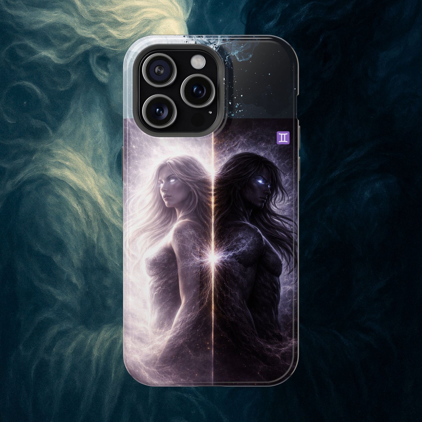 "Funda Magnética Reforzada♊ Géminis — Reflejo del alma dividida"
