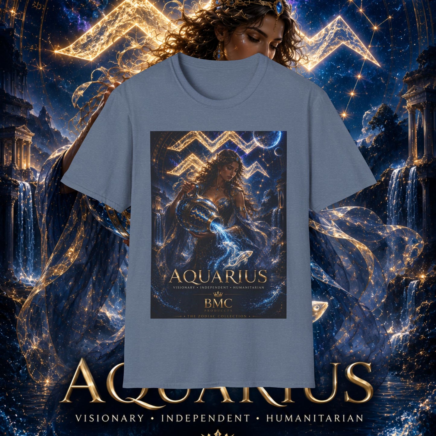 "Camiseta ♒ ACUARIO M– La Visionaria del Cielo y el Agua"