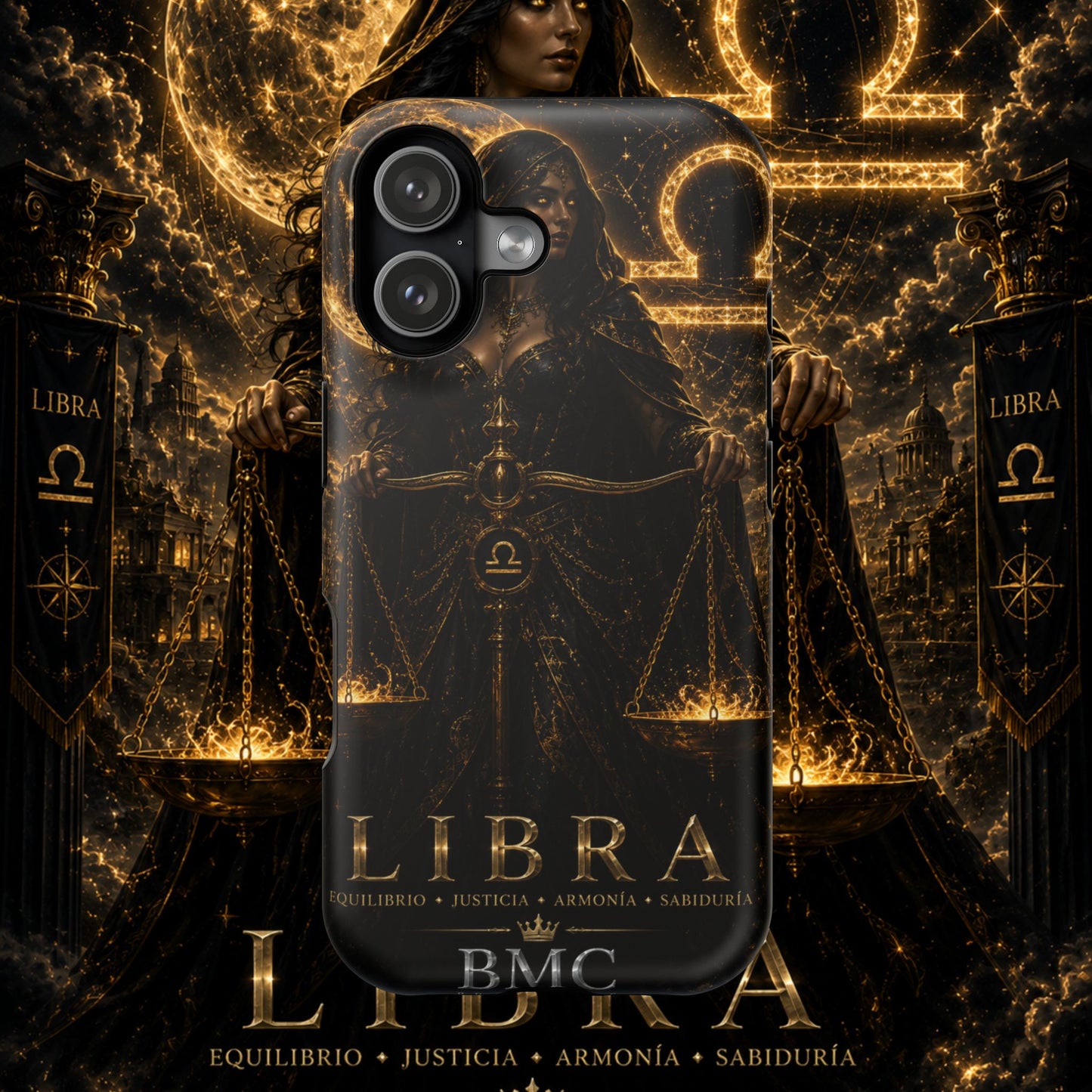 "Funda Magnética Reforzada libra– La Guardiana del Equilibrio"