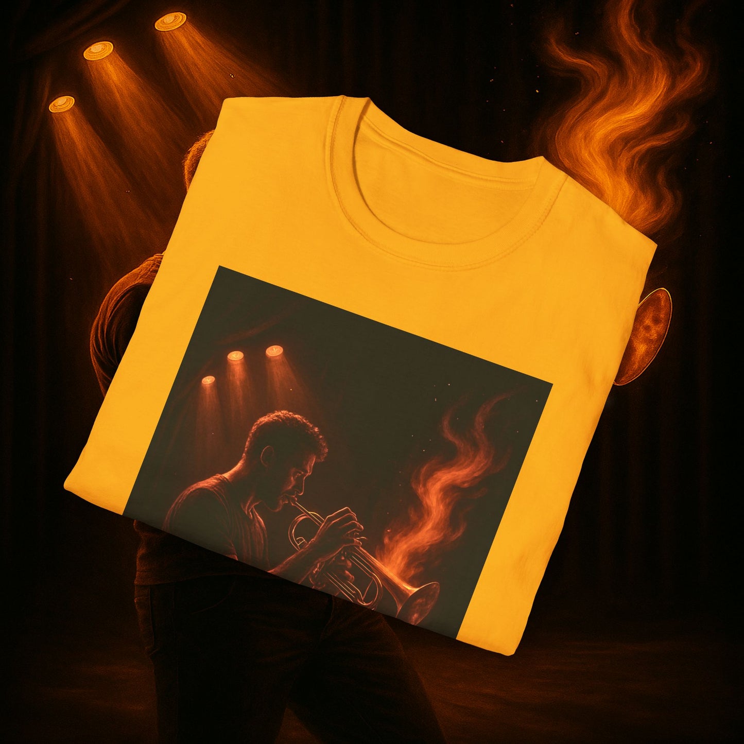 "Camiseta trompeta 🎺🔥Donde hay fuego, hay música.”