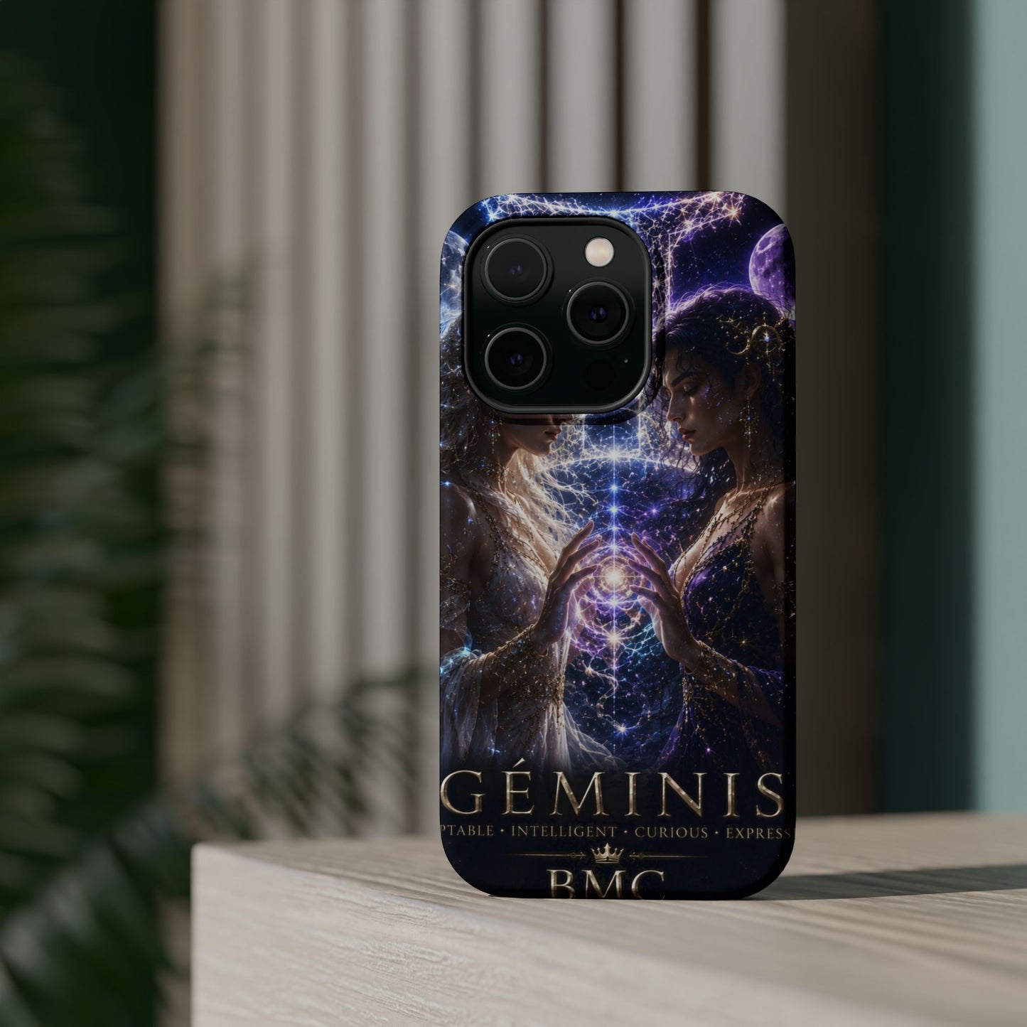 "Funda Magnética Reforzada♊ Géminis M— Reflejo del alma dividida"