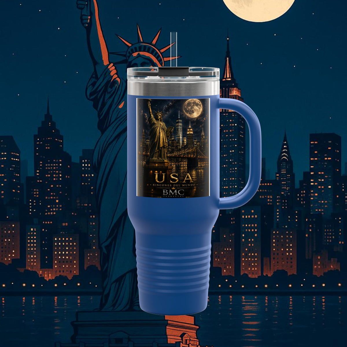 "taza de Viaje Aislada Estados Unidos: Sueños, Libertad y Grandes Horizontes 🗽🏜️🌆"