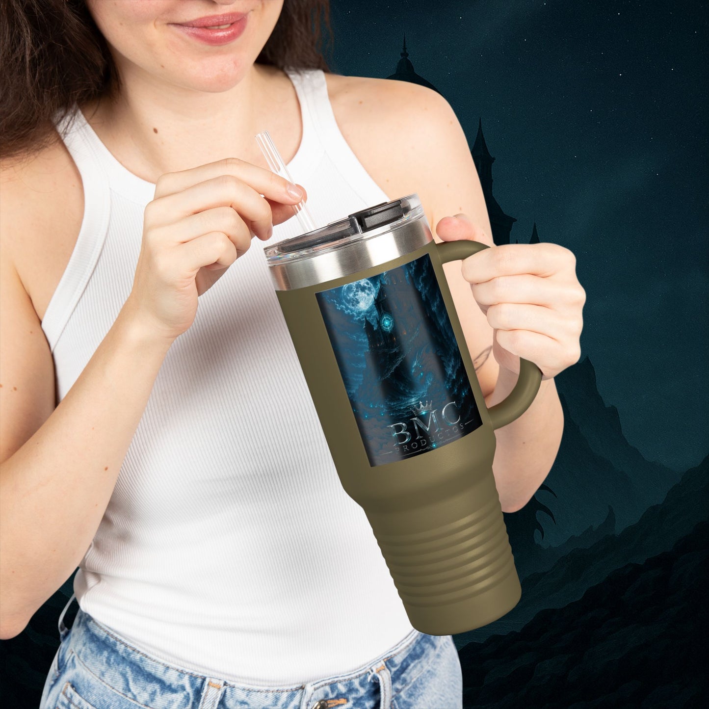 "Taza de viaje aislada 🏛️Fortaleza del Olvido"