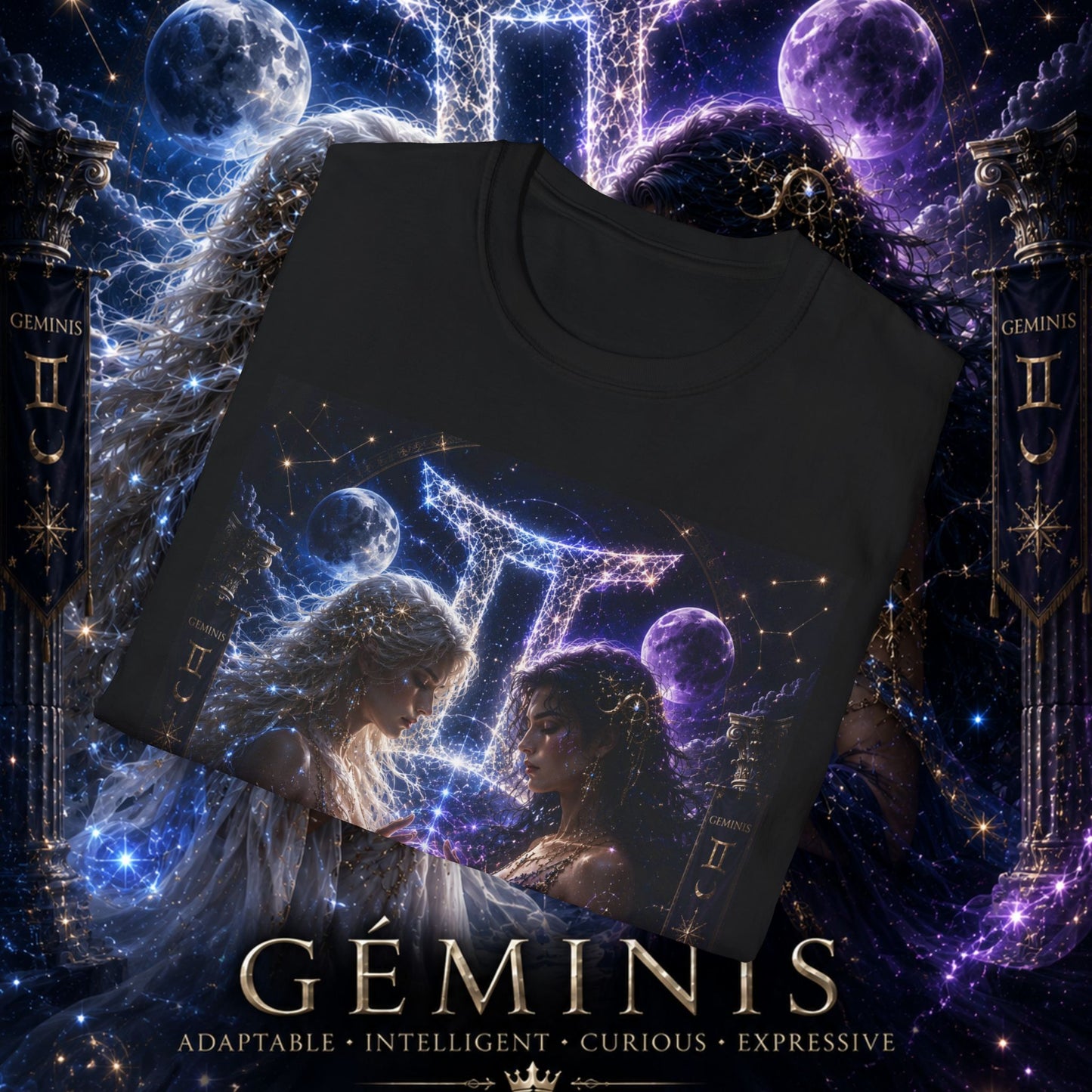 "Camiseta ♊ Géminis M — Reflejo del alma dividida"