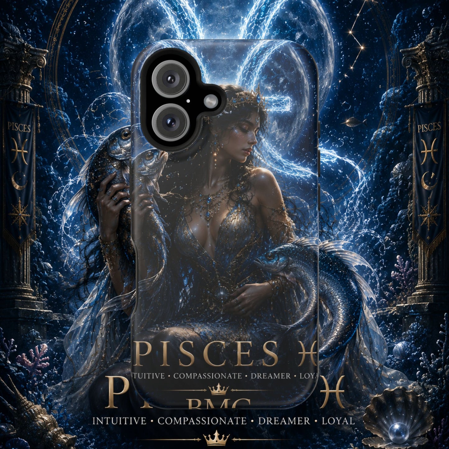 "Funda Magnética Reforzada Piscis M— La Guardiana de las Profundidades"