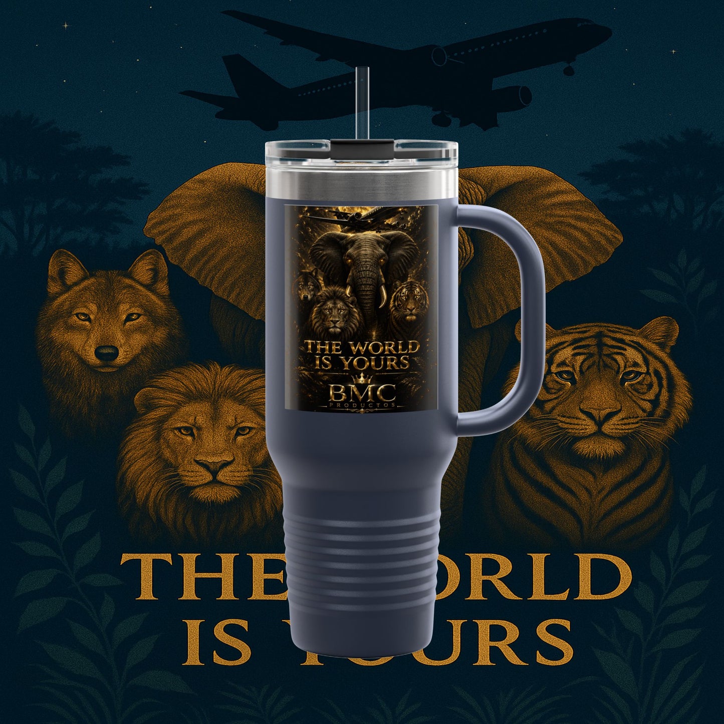 "Taza de viaje aislada El mundo es tuyo"🌍✨