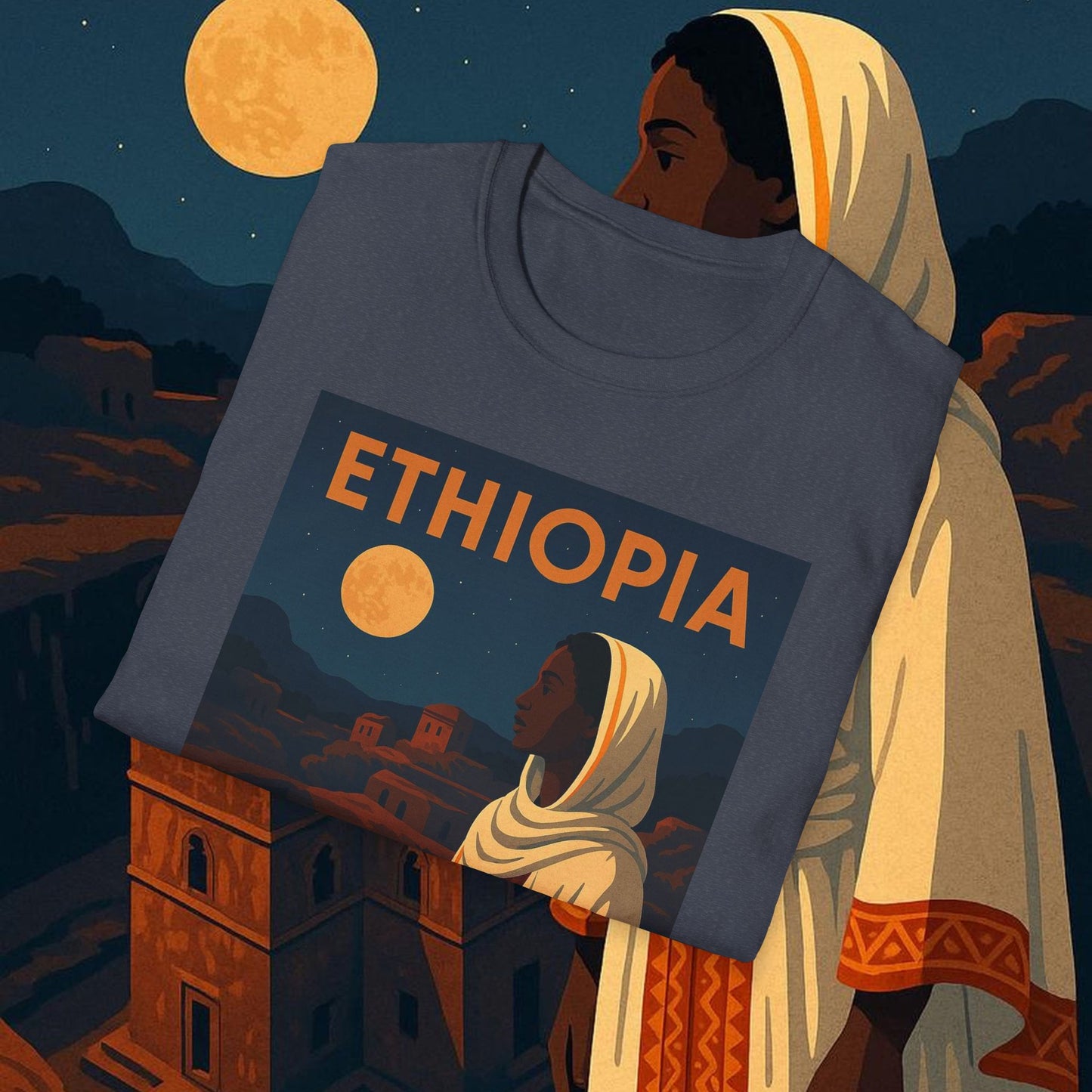 "Camiseta Etiopía Tierra sagrada y alma ancestral"