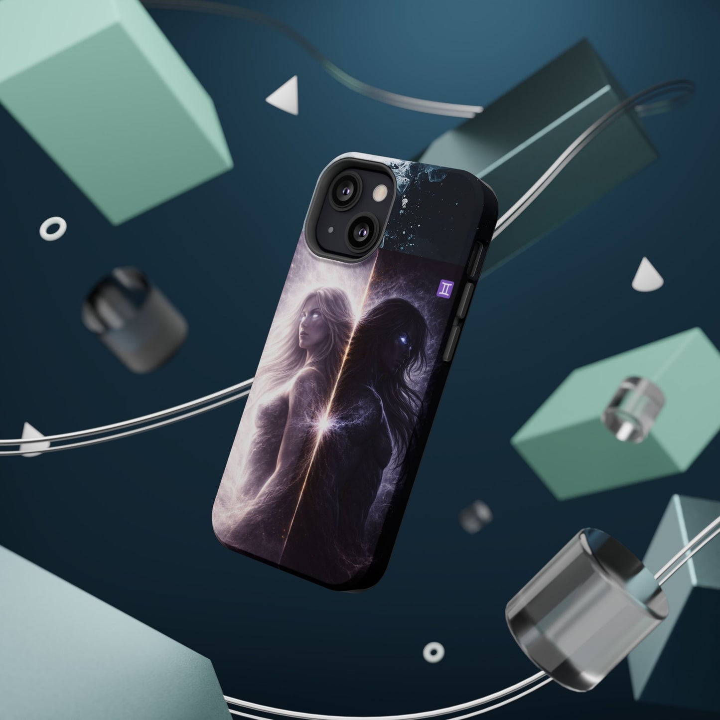 "Funda Magnética Reforzada♊ Géminis — Reflejo del alma dividida"