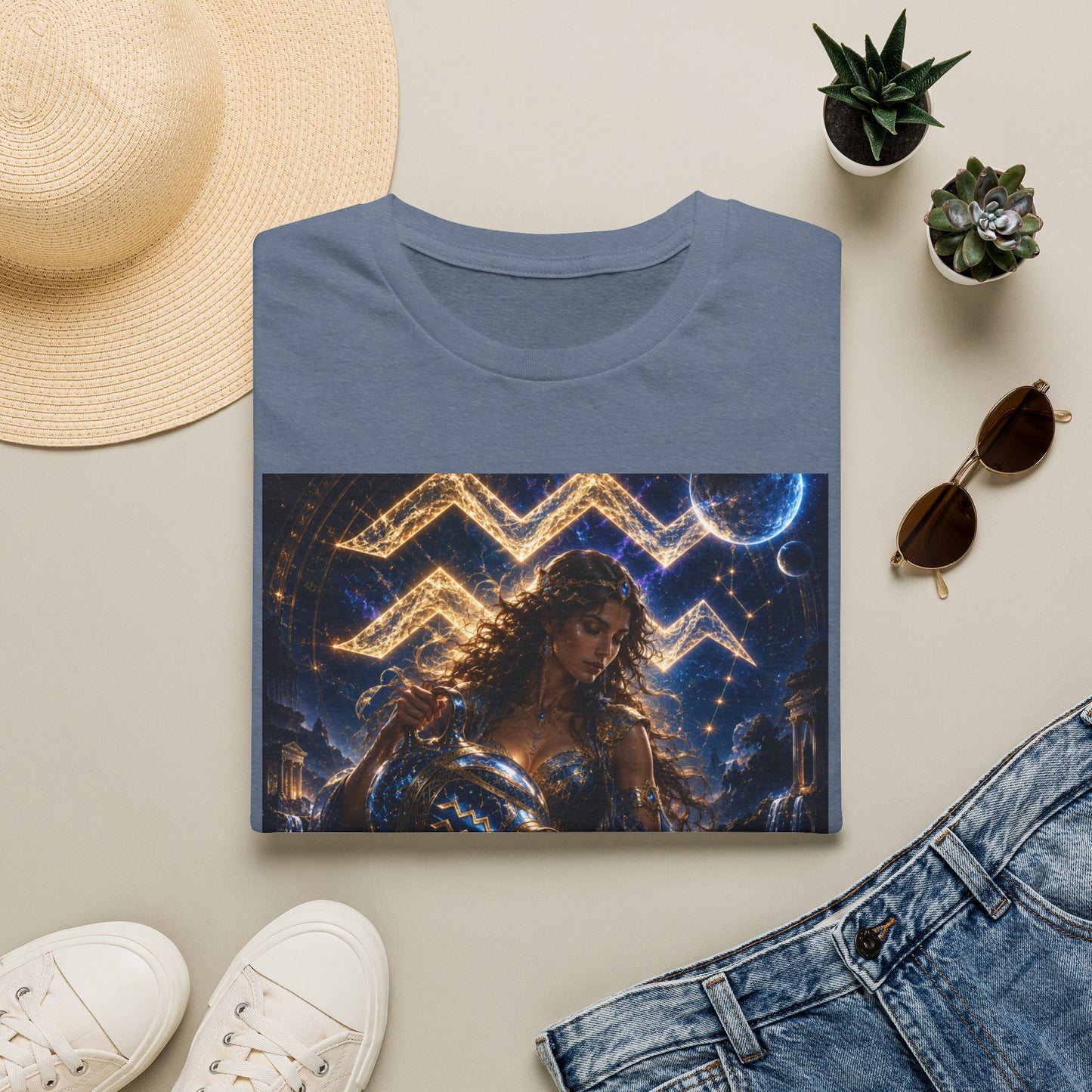 "Camiseta ♒ ACUARIO M– La Visionaria del Cielo y el Agua"