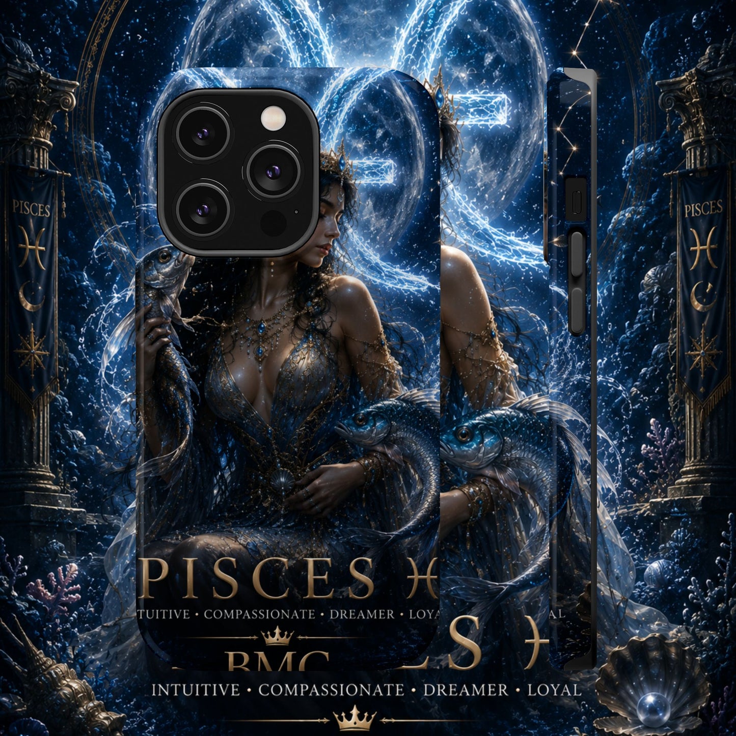"Funda Magnética Reforzada Piscis M— La Guardiana de las Profundidades"