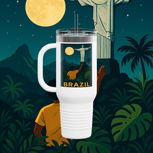 "taza de Viaje Aislada Brasil: Ritmo, Naturaleza y Alegría Infinita 🎶🌴🏖️"