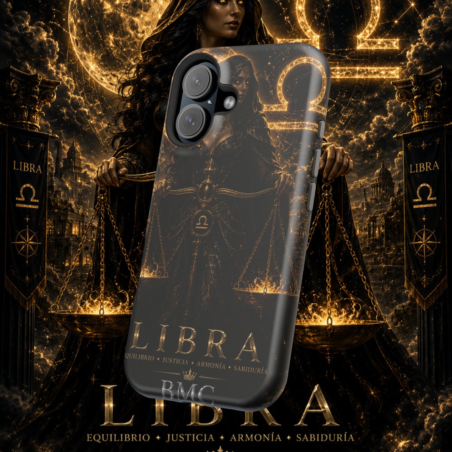 "Funda Magnética Reforzada libra– La Guardiana del Equilibrio"