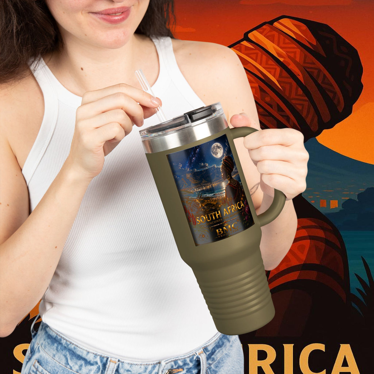 "taza de Viaje Aislada Sudáfrica 🌍 – Un mundo de aventuras y diversidad"