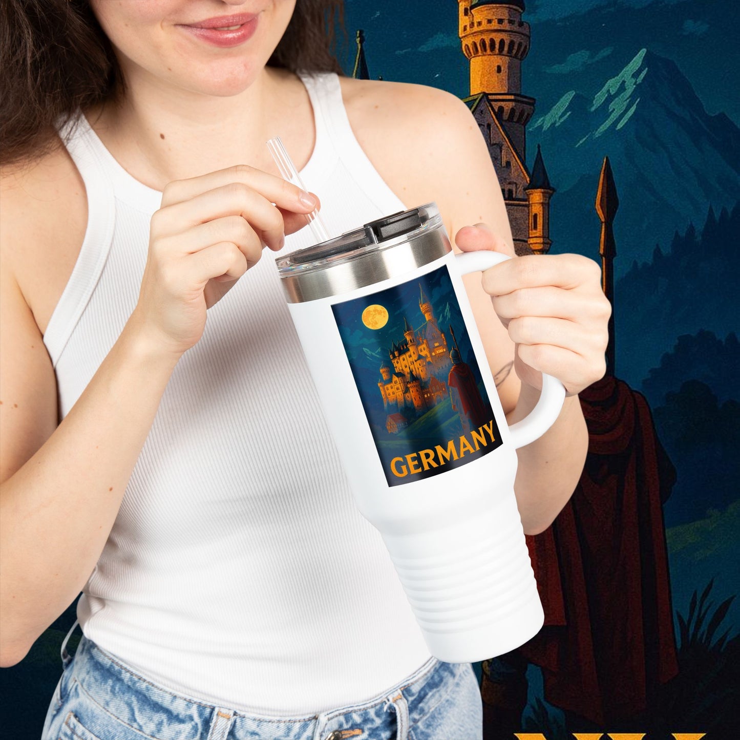 "Insulated Travel Mug Germany: Strength, History and Tradition 🎖️🏰🍺"