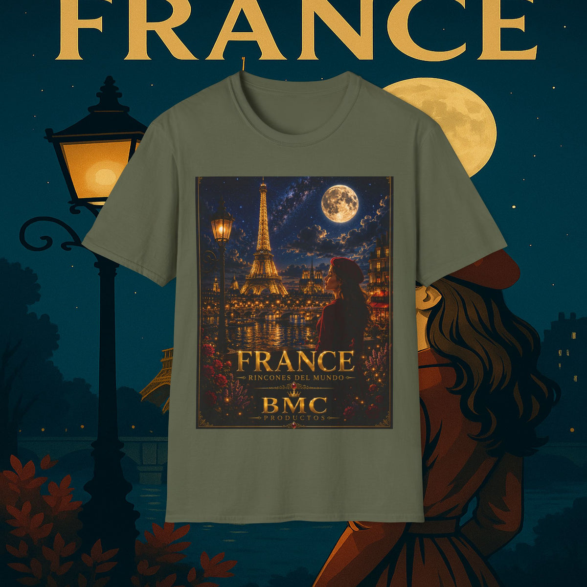 "Camiseta Francia: Romance bajo la Luna 🌙🗼✨"