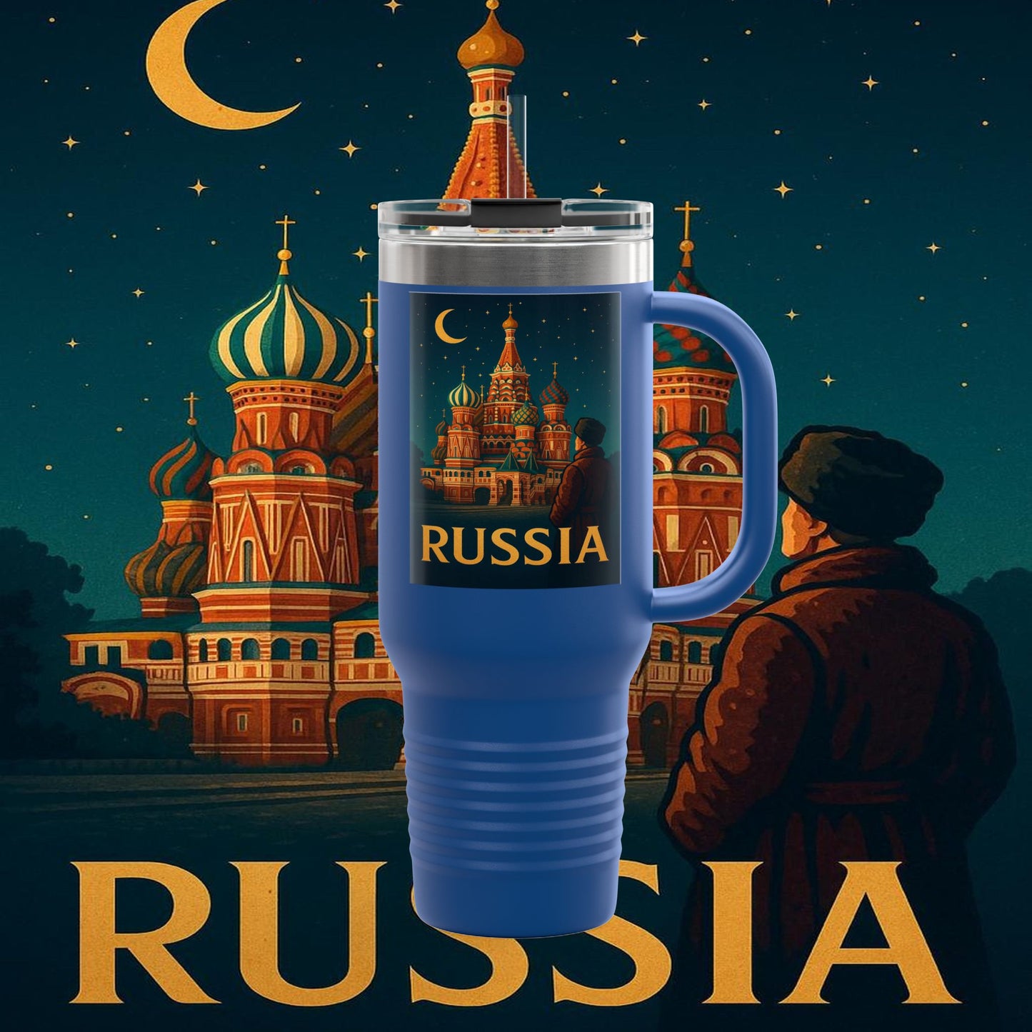 "Russia Insulated Travel Mug❄️ – Land of history, mystery, and grandeur"