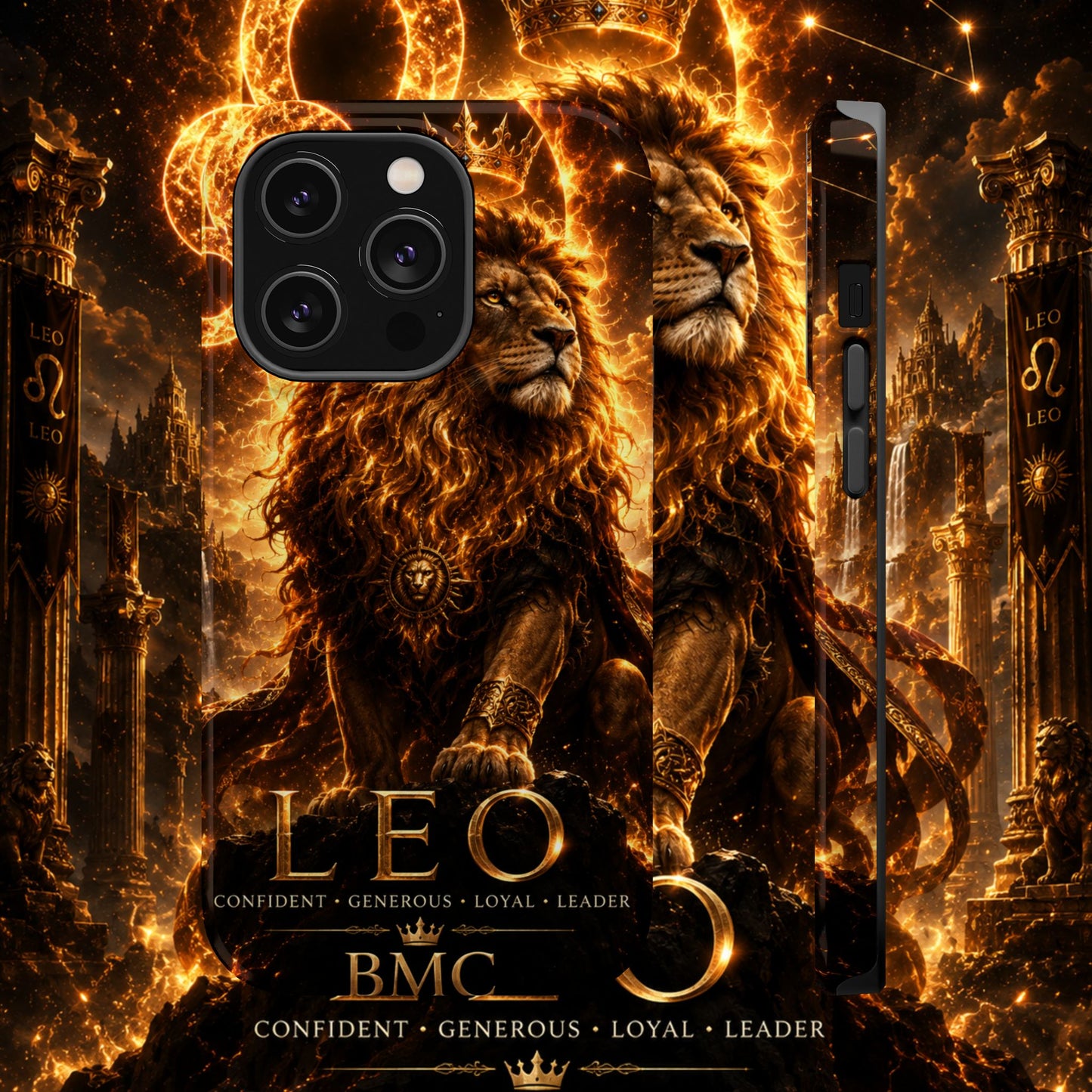 "Funda Magnética Reforzada ♌ Leo — Soberano del fuego eterno"