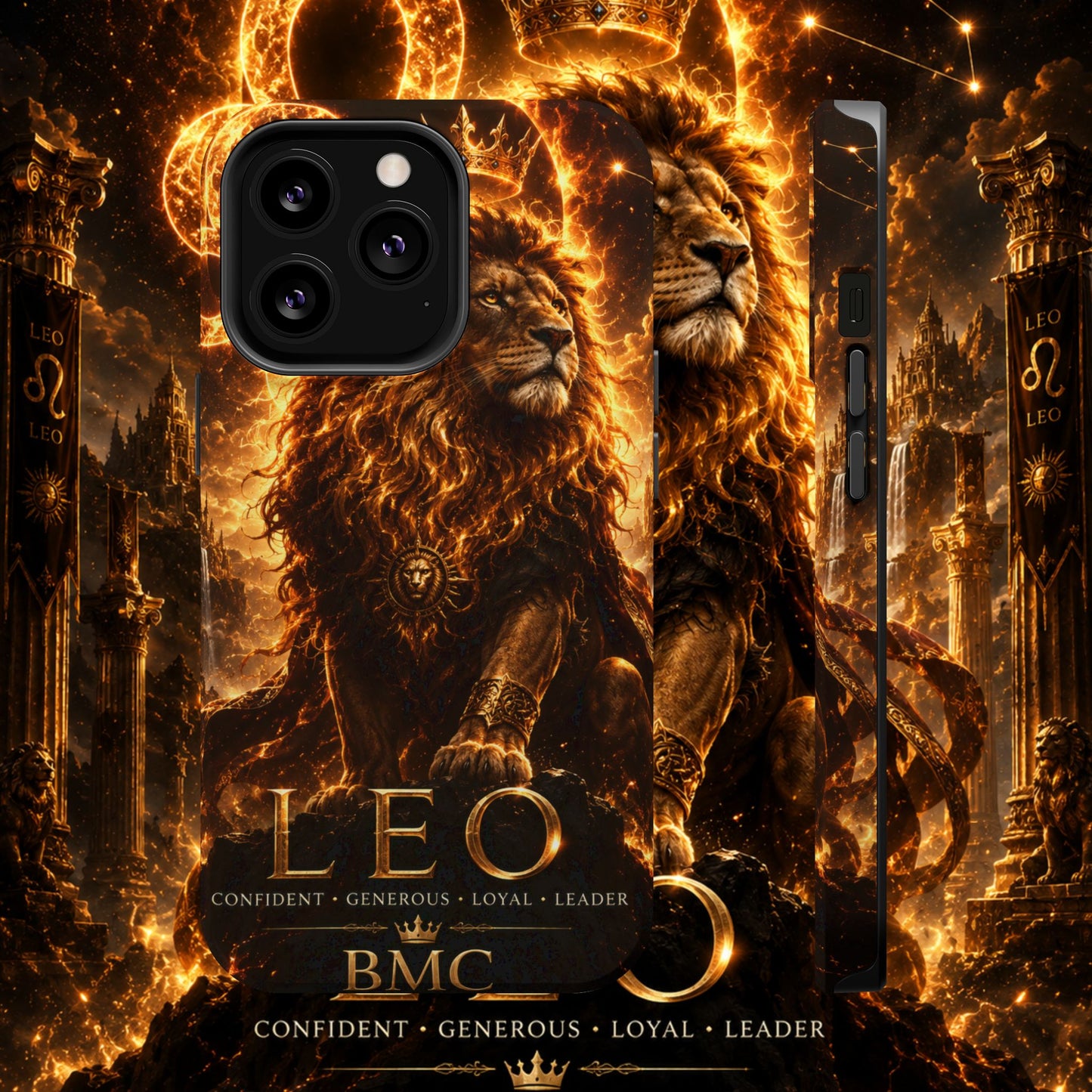 "Funda Magnética Reforzada ♌ Leo — Soberano del fuego eterno"