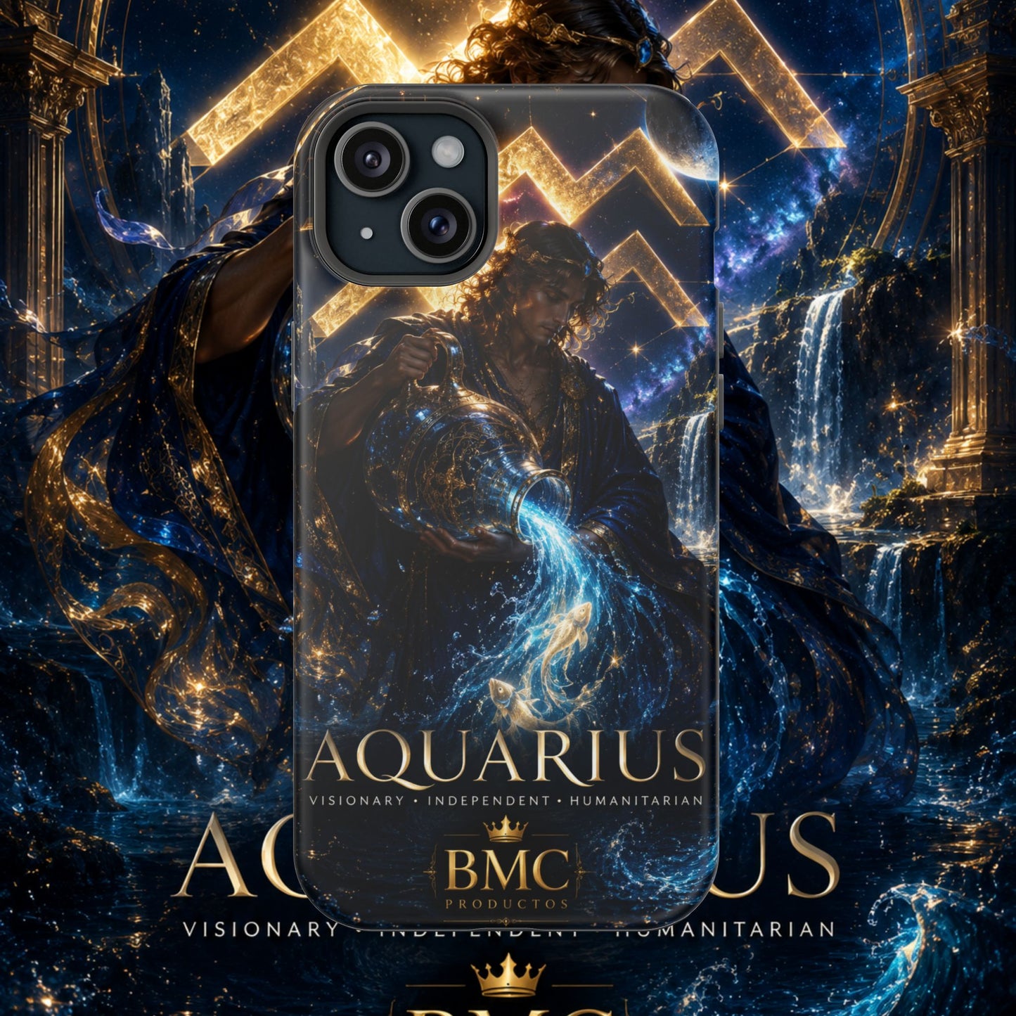 "Funda Magnética Reforzada♒ ACUARIO – El Visionario del Cielo y el Agua"