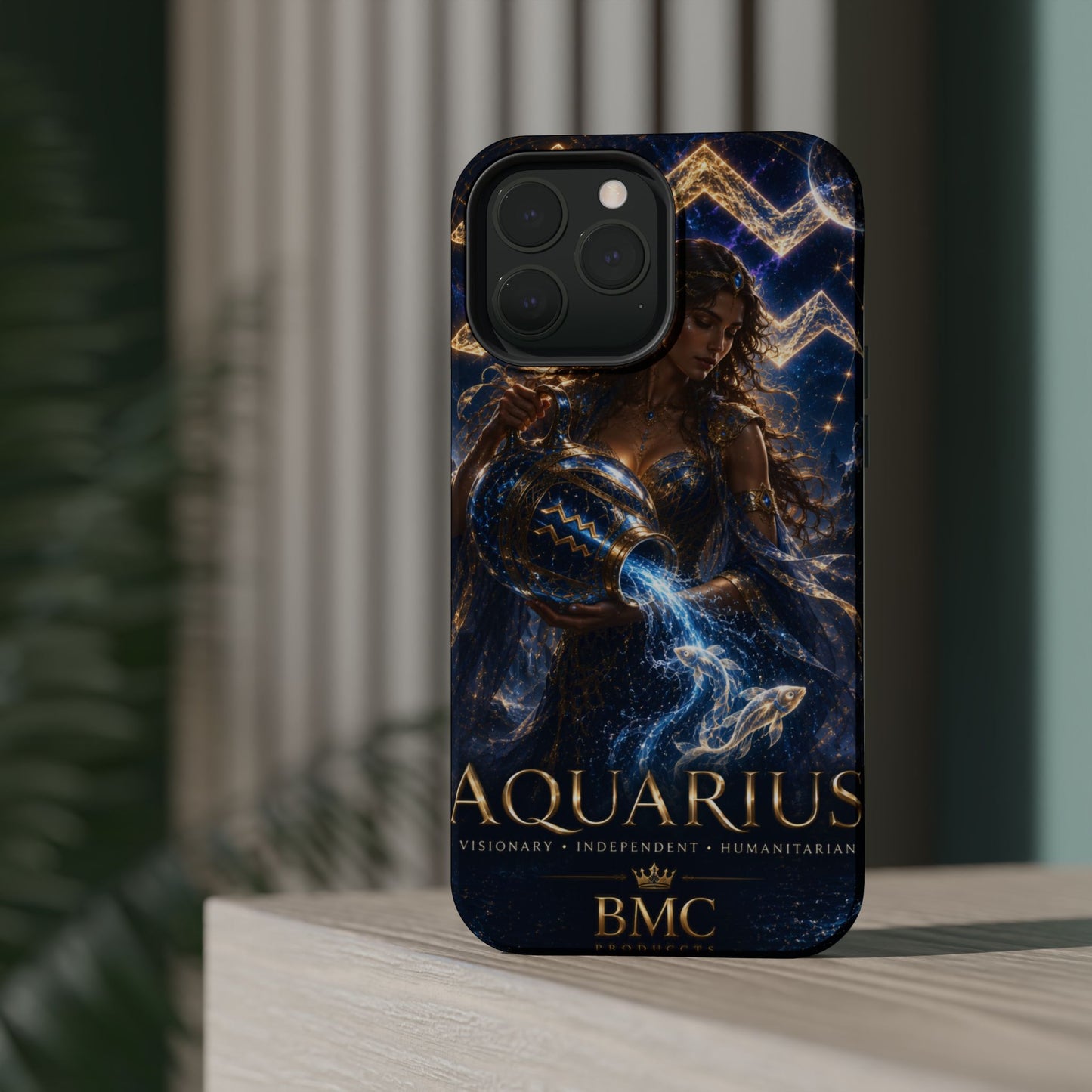 "Funda Magnética Reforzada♒ ACUARIO M– La Visionaria del Cielo y el Agua"