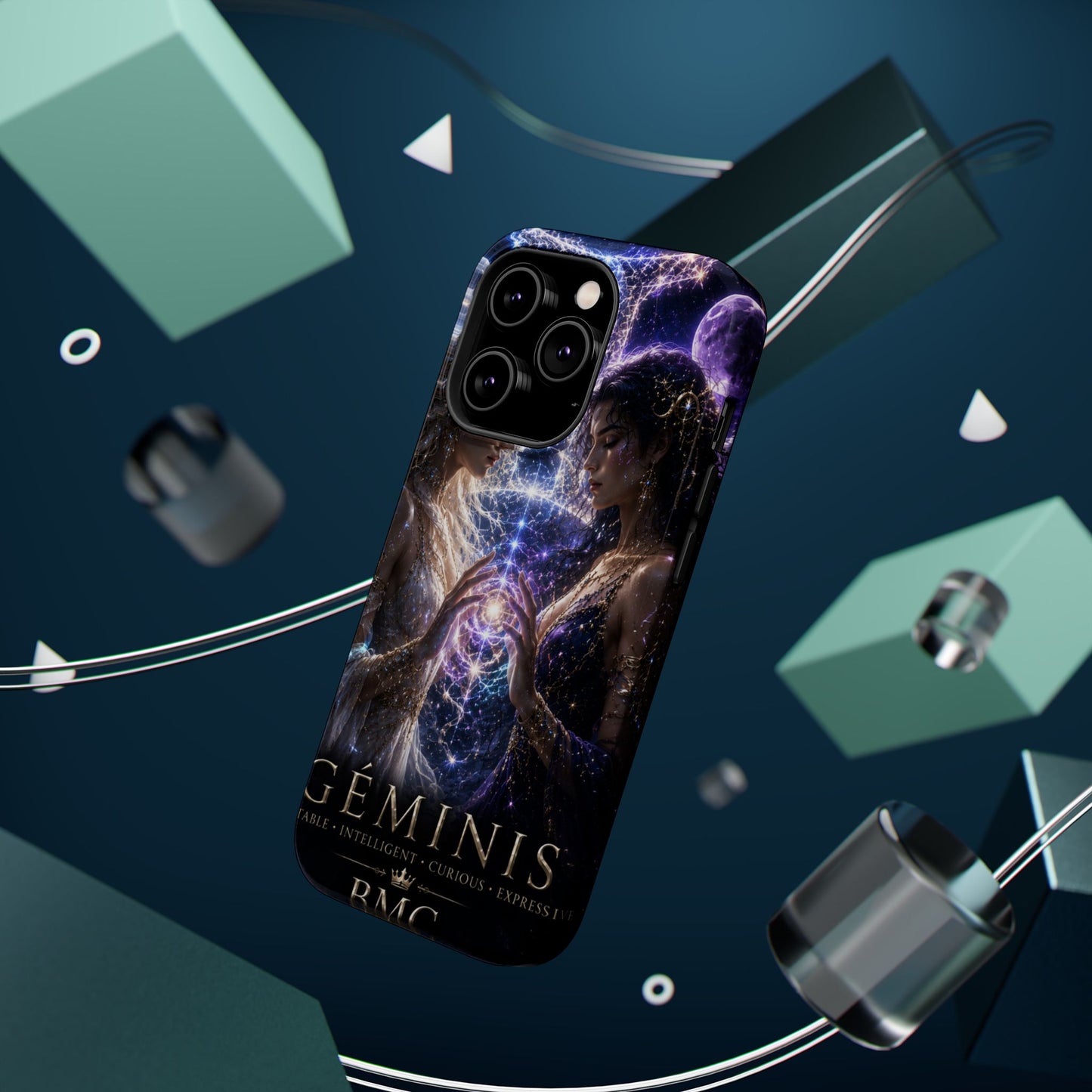 "Funda Magnética Reforzada♊ Géminis M— Reflejo del alma dividida"