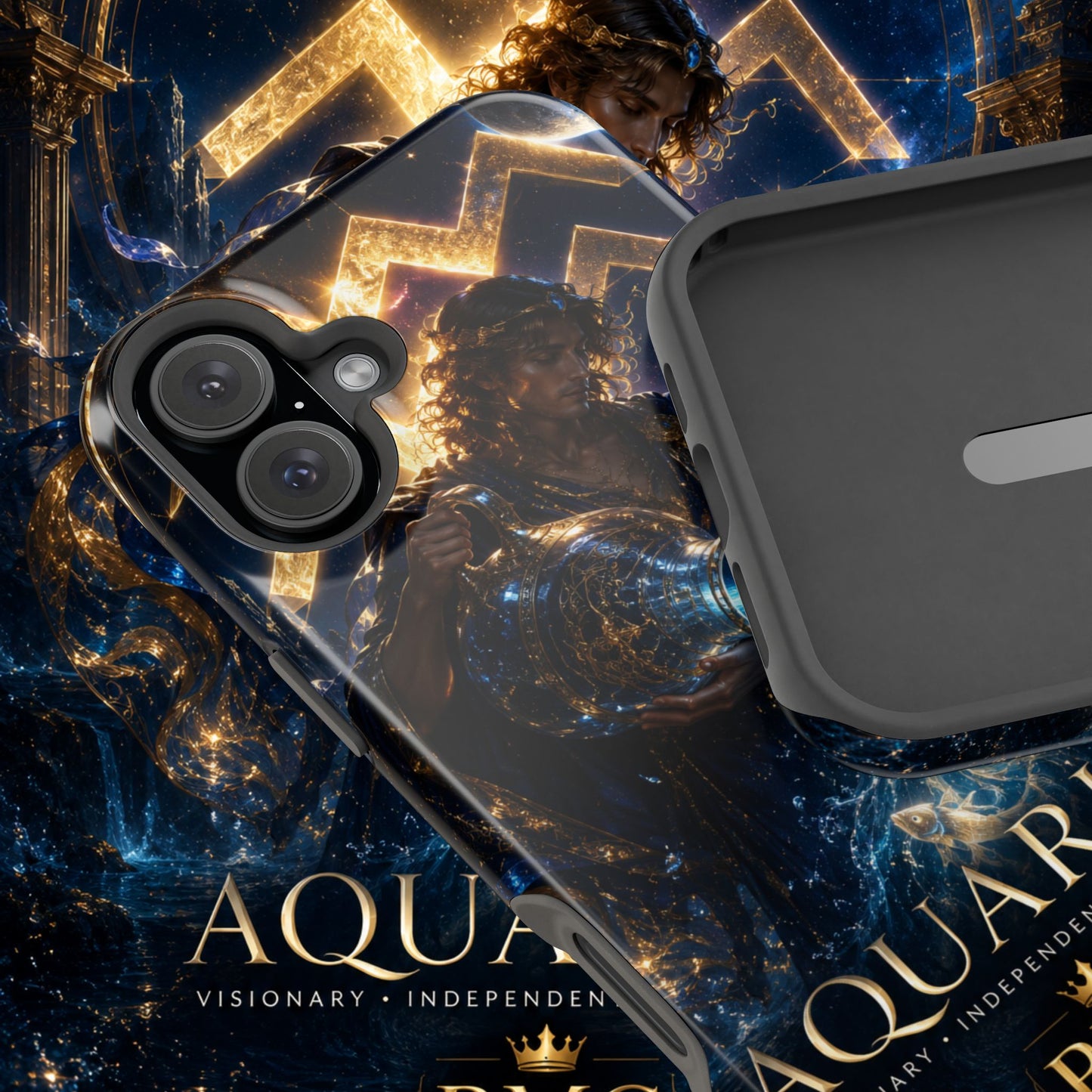 "Funda Magnética Reforzada♒ ACUARIO – El Visionario del Cielo y el Agua"
