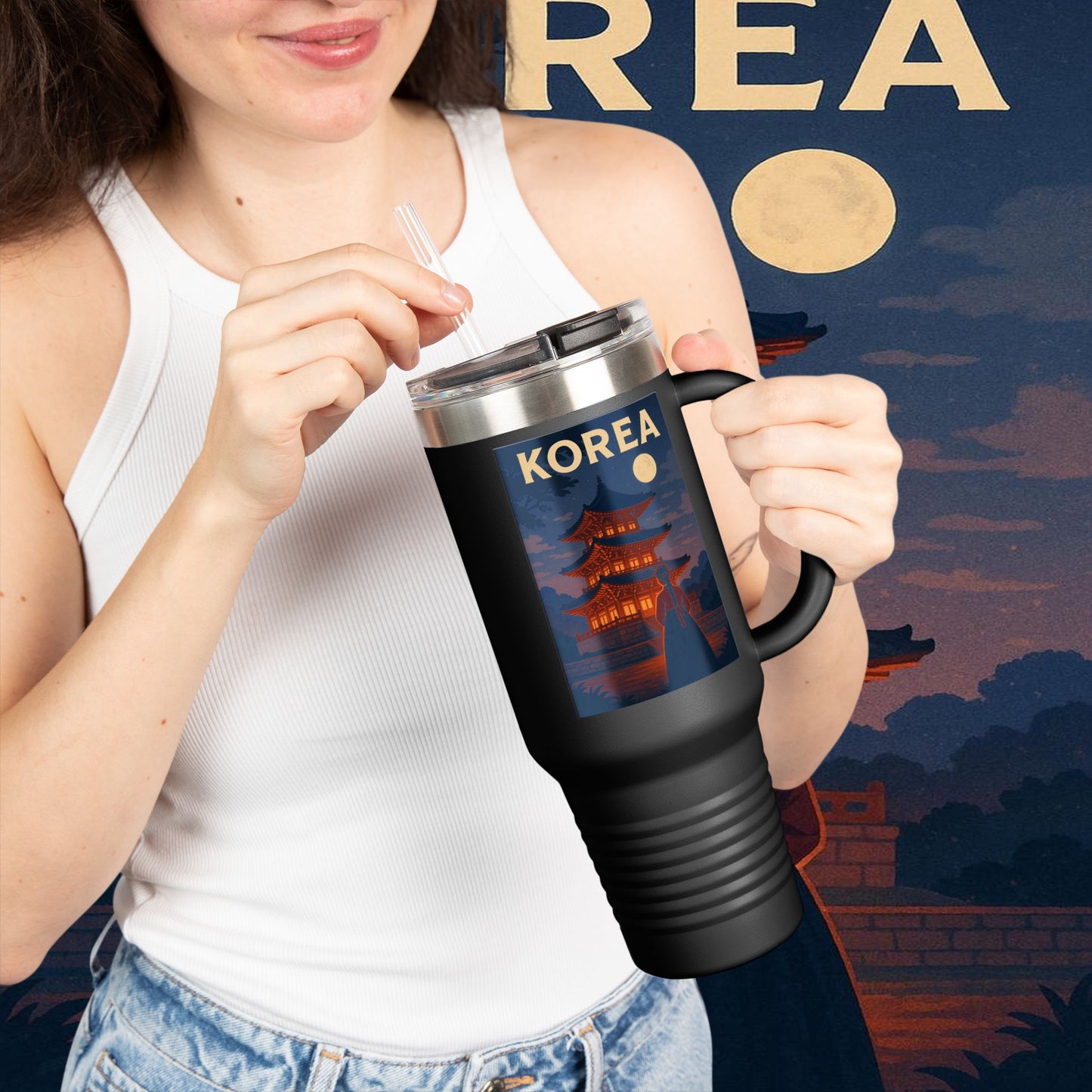 "Korean Insulated Travel Mug 🌸 – Ancient tradition and vibrant modernity"