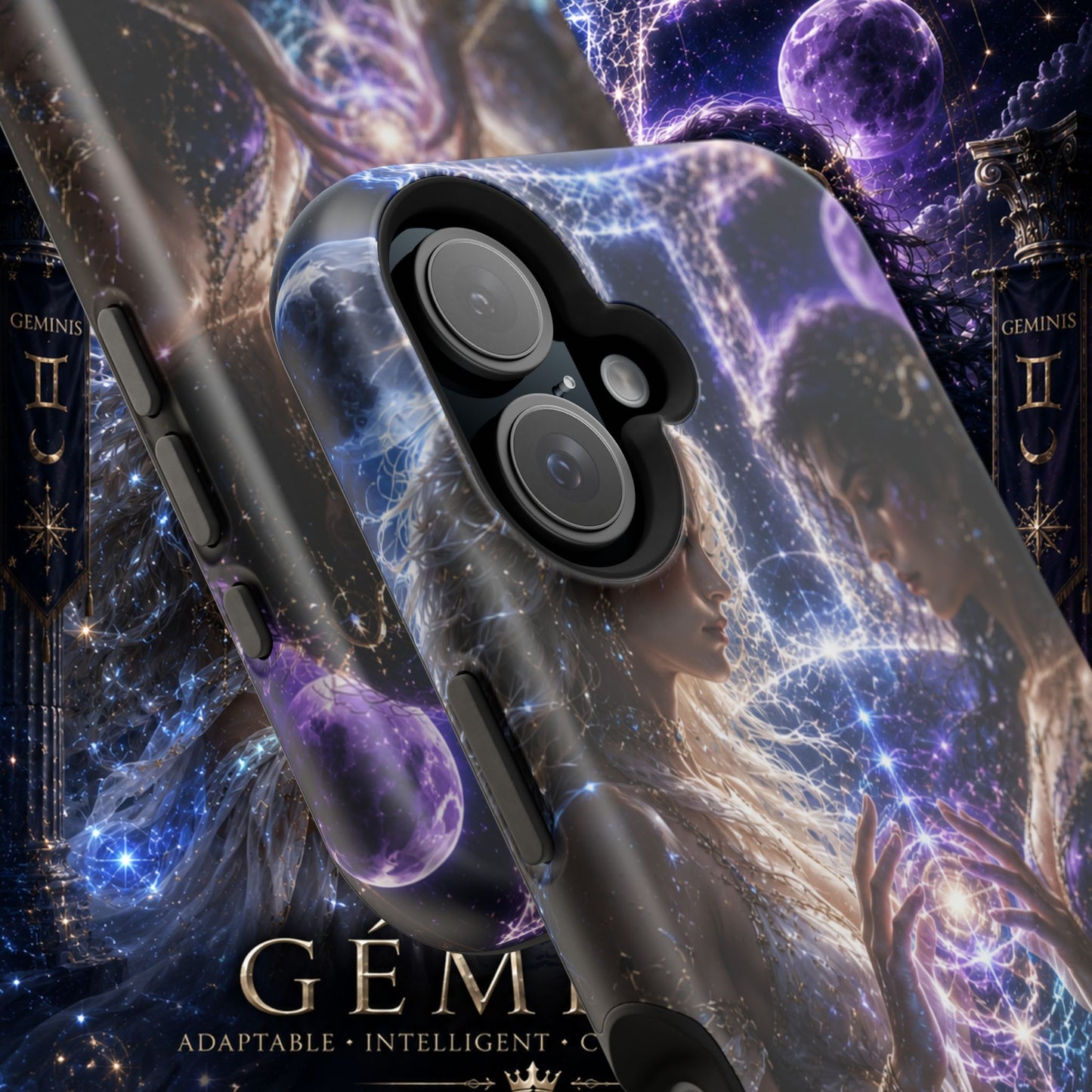"Funda Magnética Reforzada♊ Géminis M— Reflejo del alma dividida"