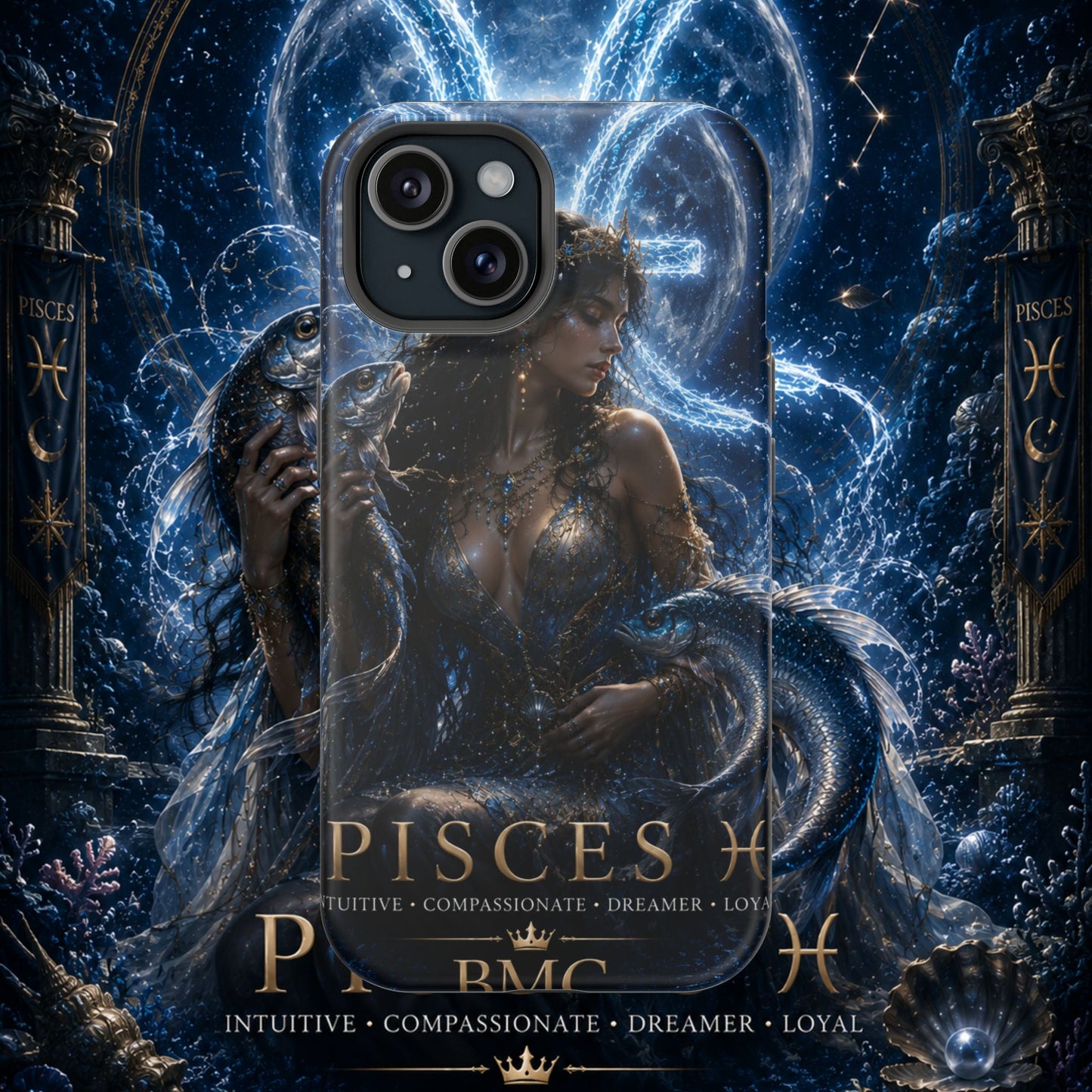 "Funda Magnética Reforzada Piscis M— La Guardiana de las Profundidades"