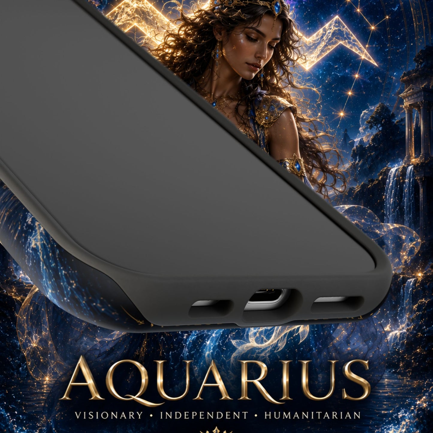 "Funda Magnética Reforzada♒ ACUARIO M– La Visionaria del Cielo y el Agua"