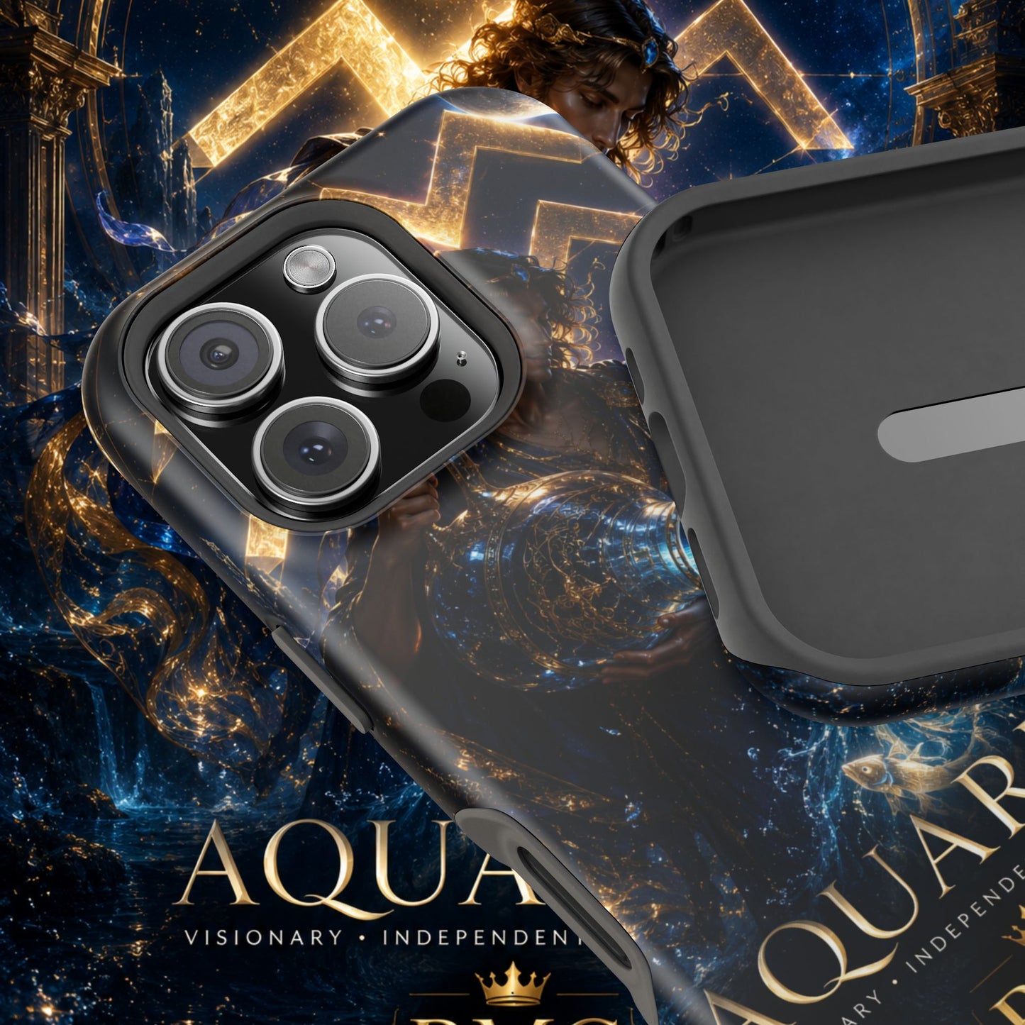 "Funda Magnética Reforzada♒ ACUARIO – El Visionario del Cielo y el Agua"