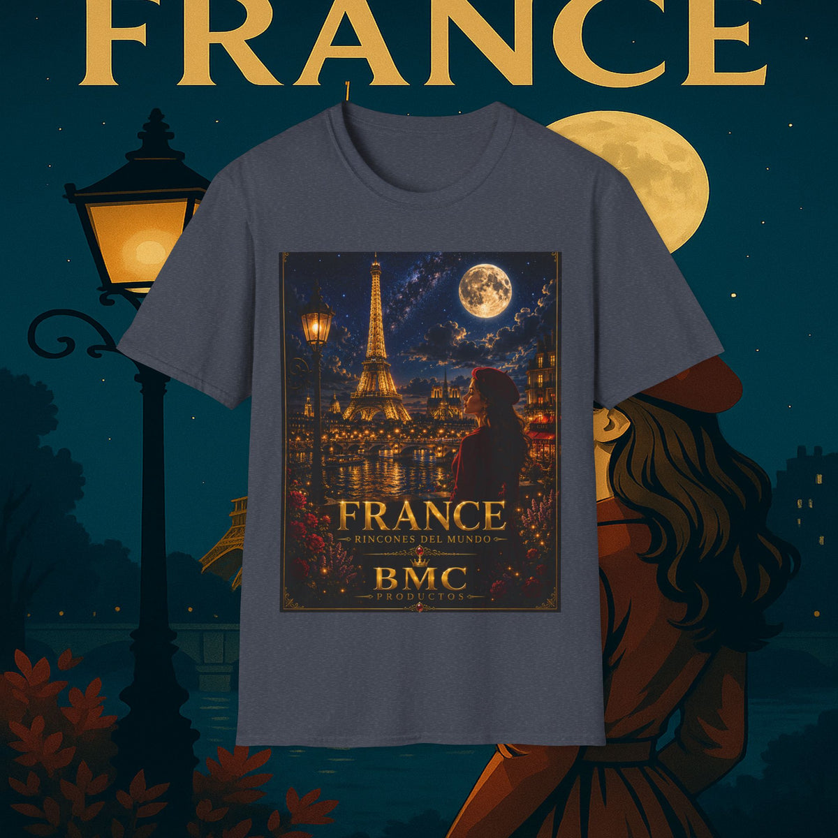 "Camiseta Francia: Romance bajo la Luna 🌙🗼✨"