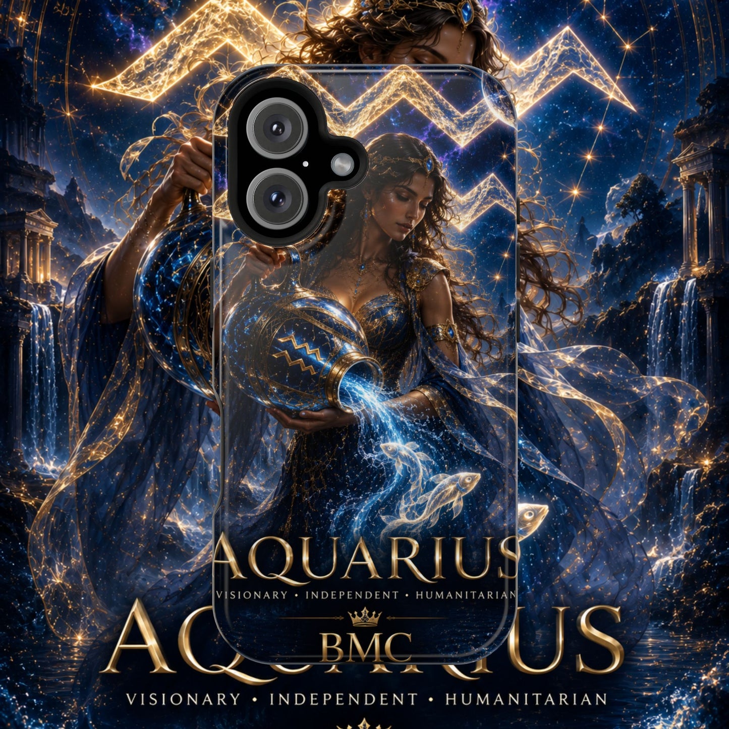 "Funda Magnética Reforzada♒ ACUARIO M– La Visionaria del Cielo y el Agua"