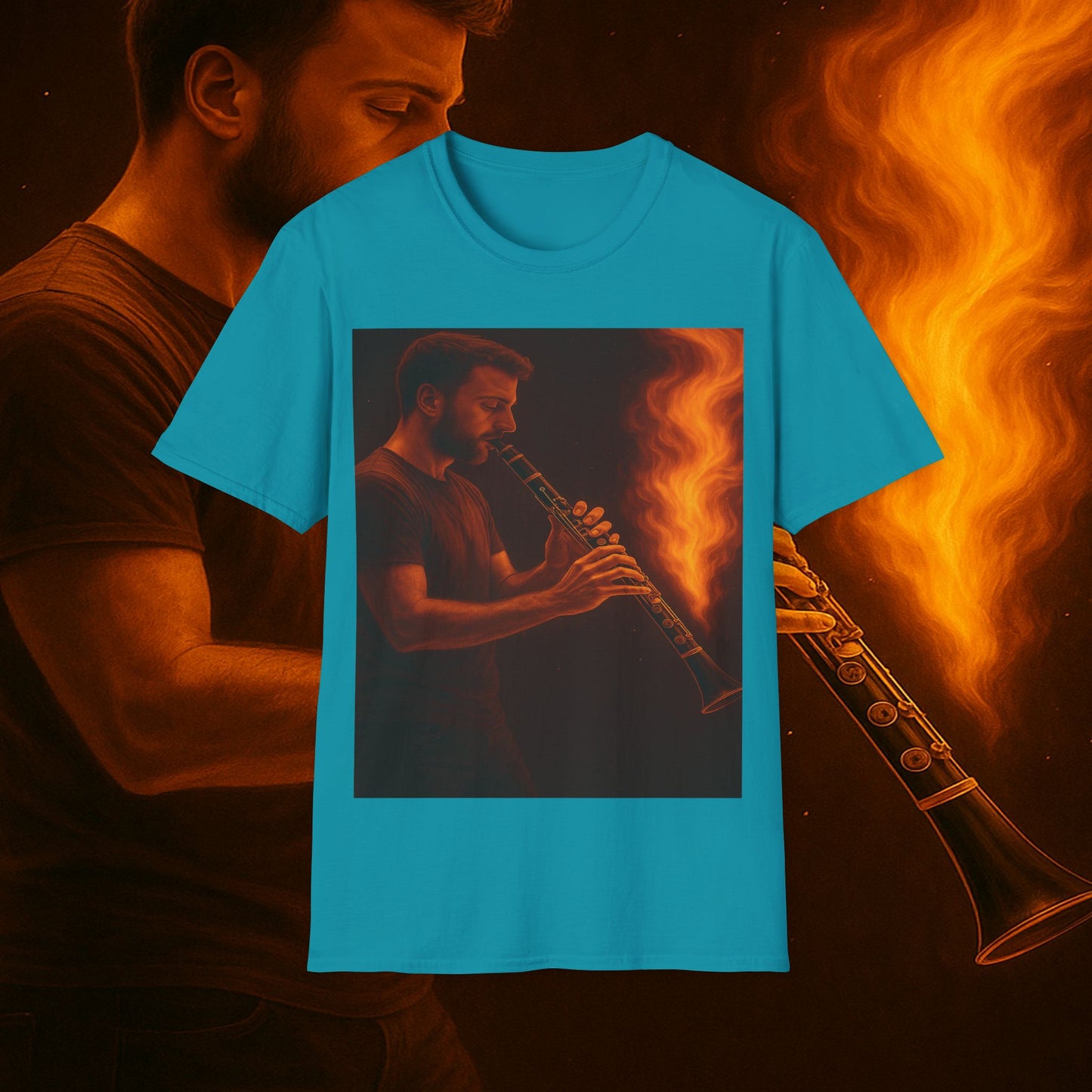 "Clarinet T-shirt🎵🔥 The sound of the soul doesn't scream... it burns." 🔥🎵