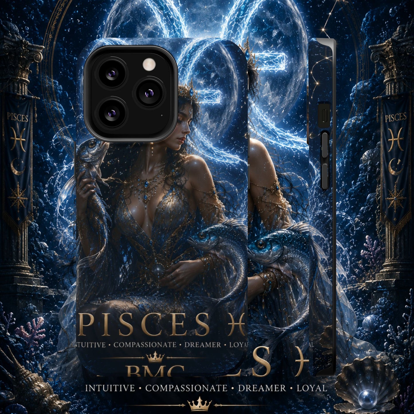 "Funda Magnética Reforzada Piscis M— La Guardiana de las Profundidades"