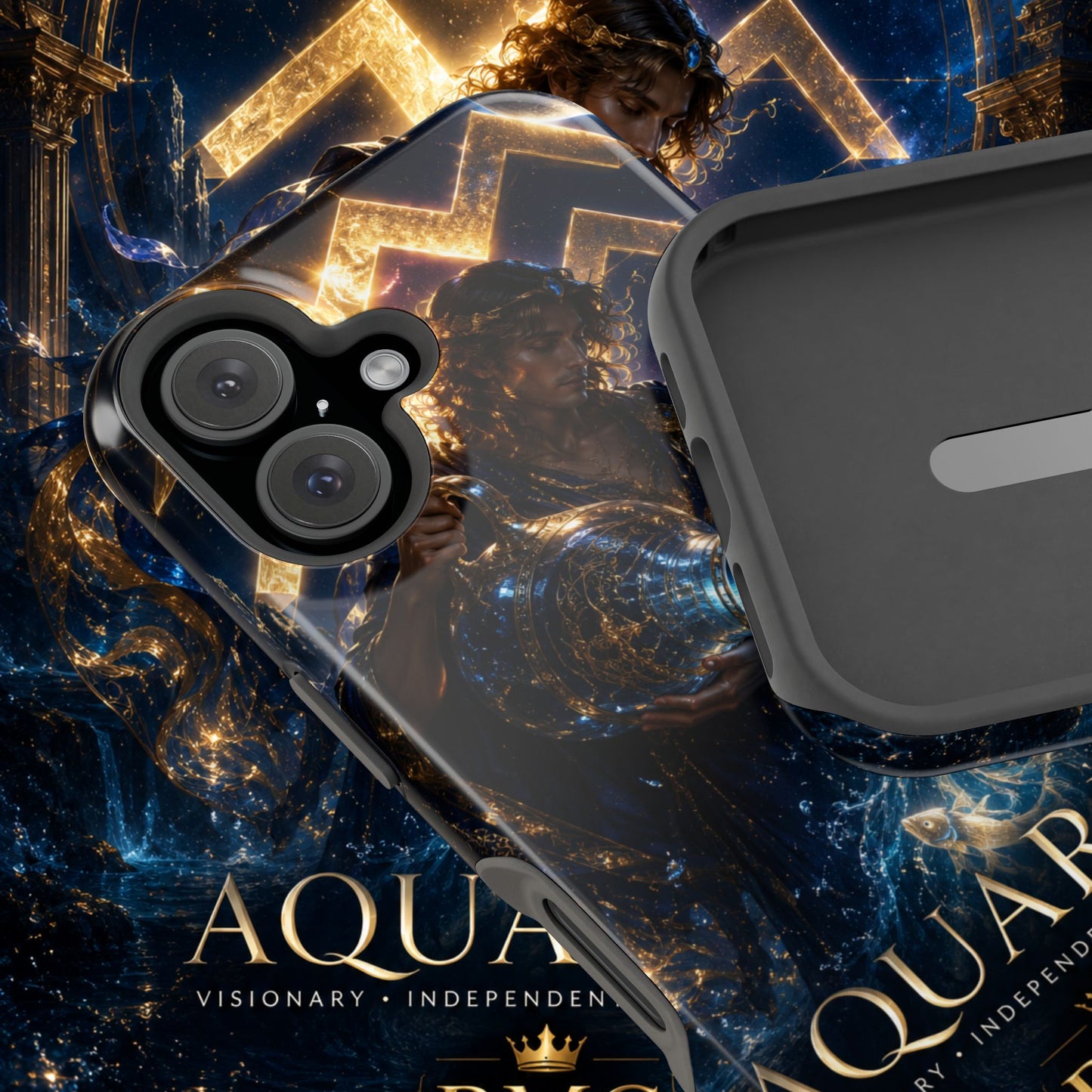 "Funda Magnética Reforzada♒ ACUARIO – El Visionario del Cielo y el Agua"