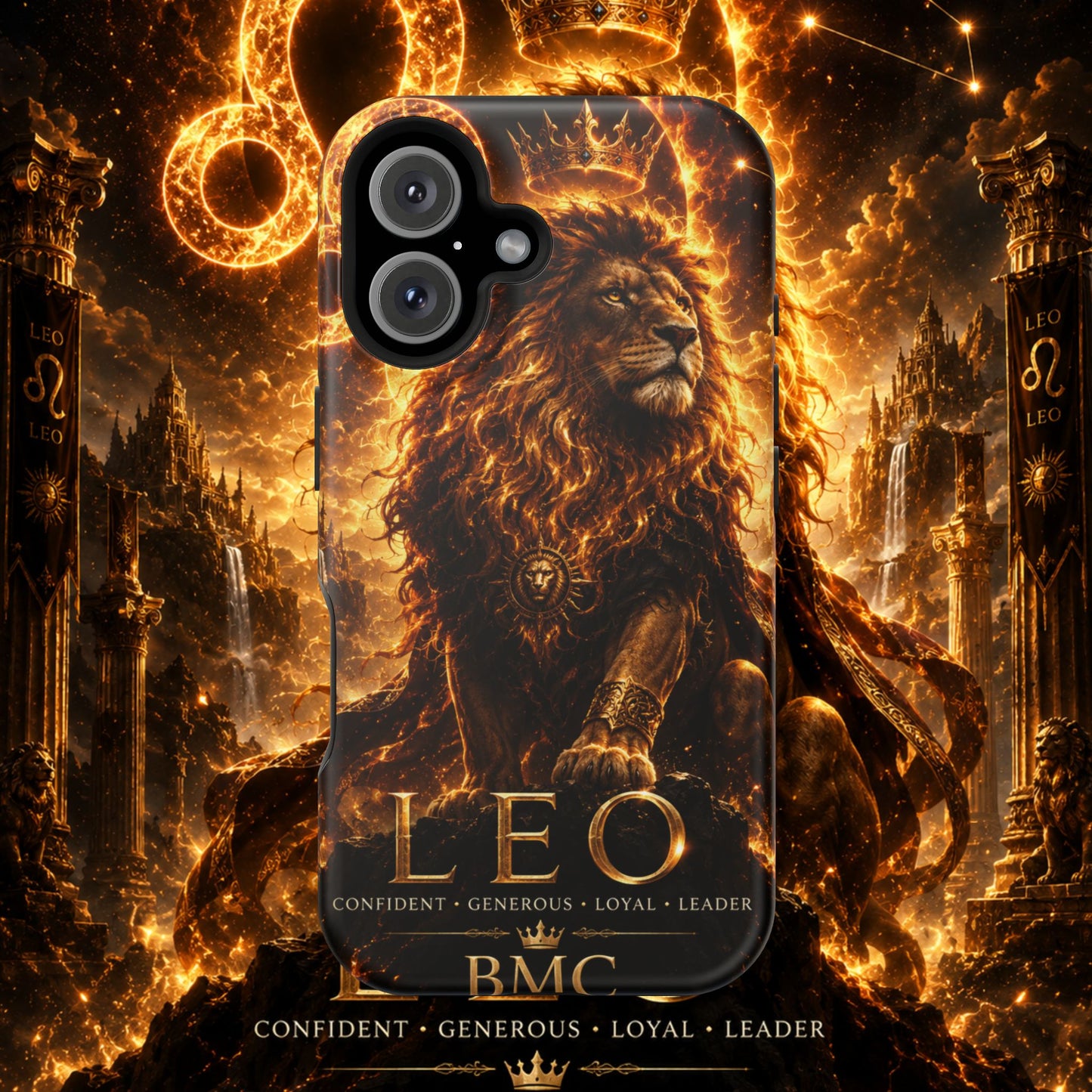 "Funda Magnética Reforzada ♌ Leo — Soberano del fuego eterno"