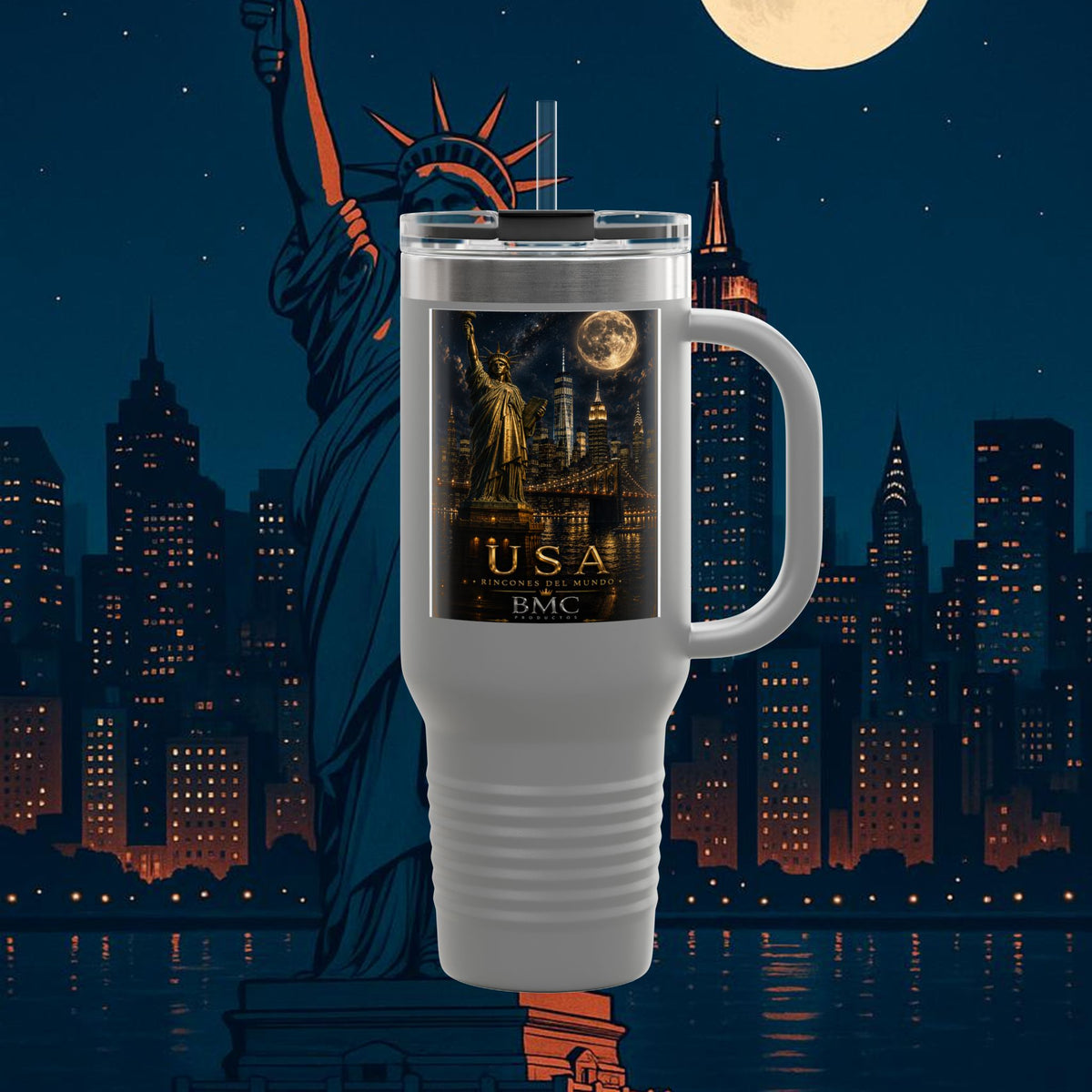 "taza de Viaje Aislada Estados Unidos: Sueños, Libertad y Grandes Horizontes 🗽🏜️🌆"