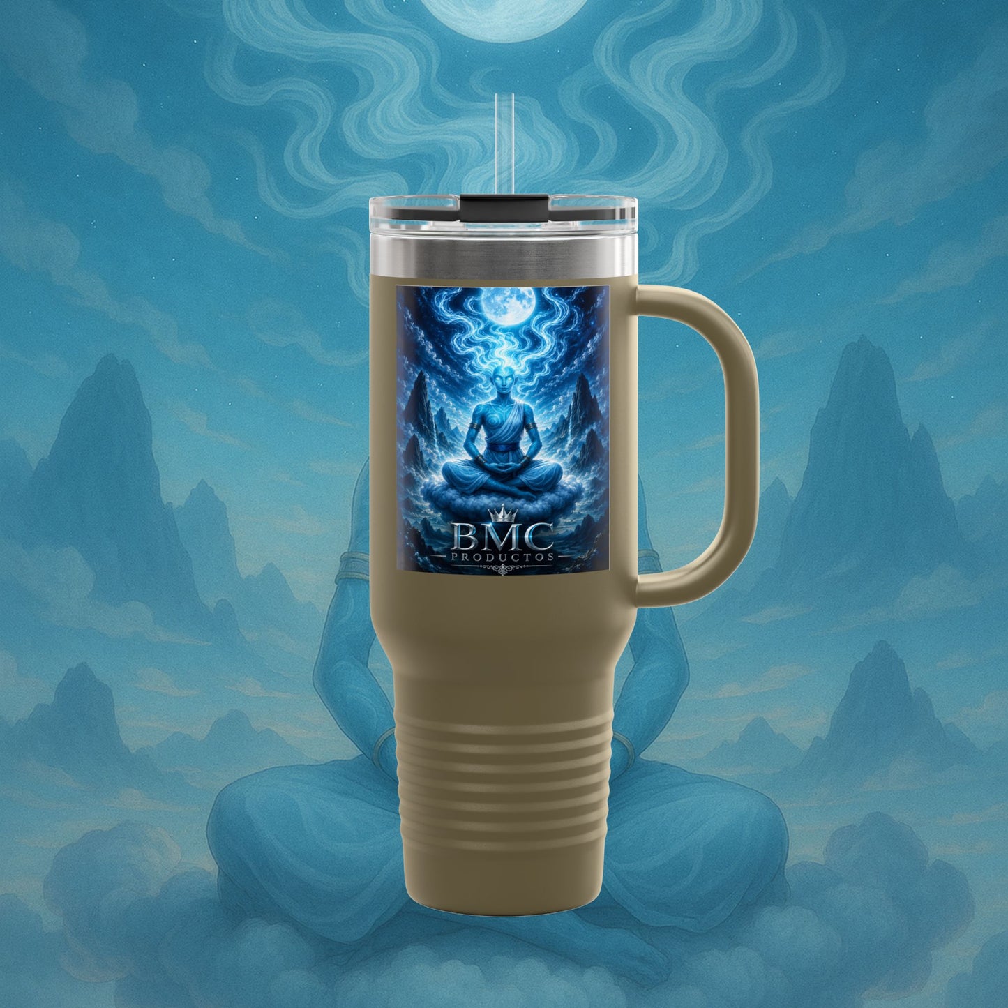 "Taza de viaje aislada Zephala,💨- la Voz del Viento Eterno"