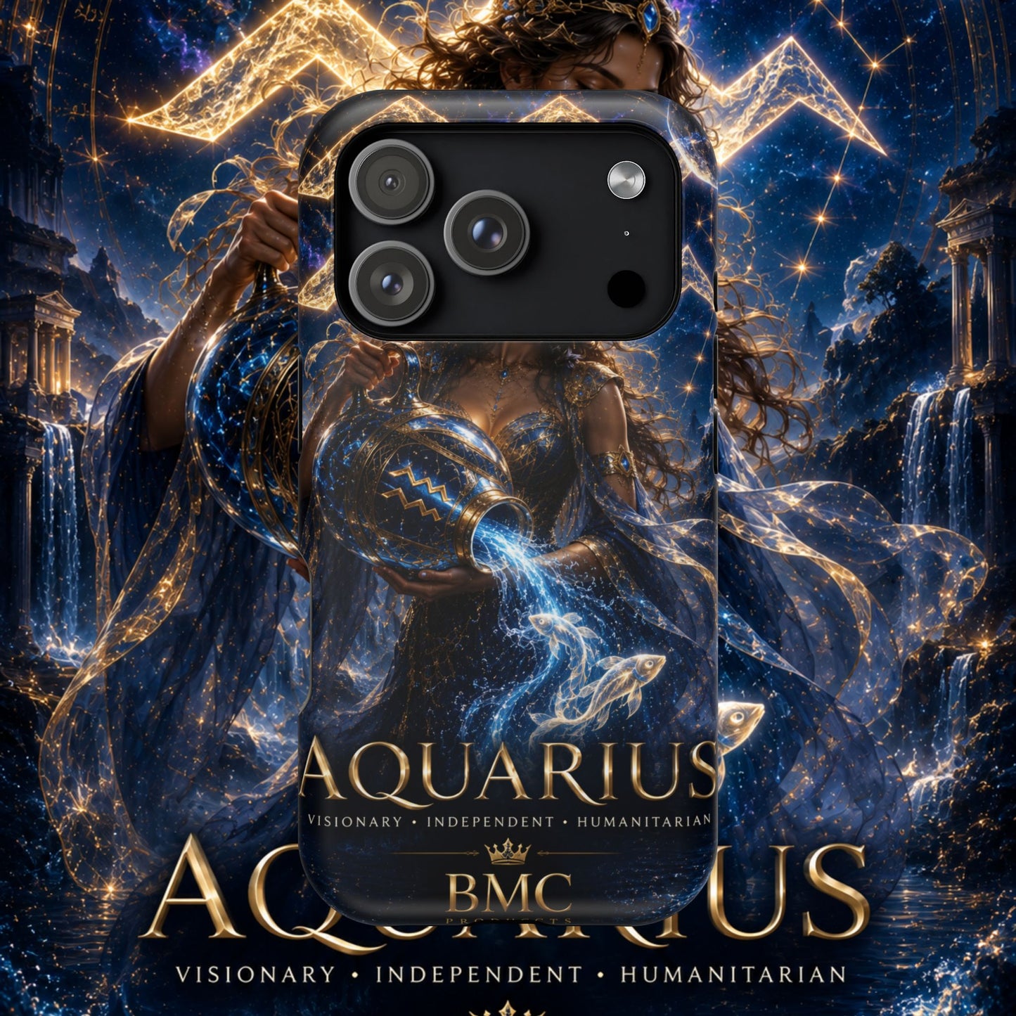 "Funda Magnética Reforzada♒ ACUARIO M– La Visionaria del Cielo y el Agua"