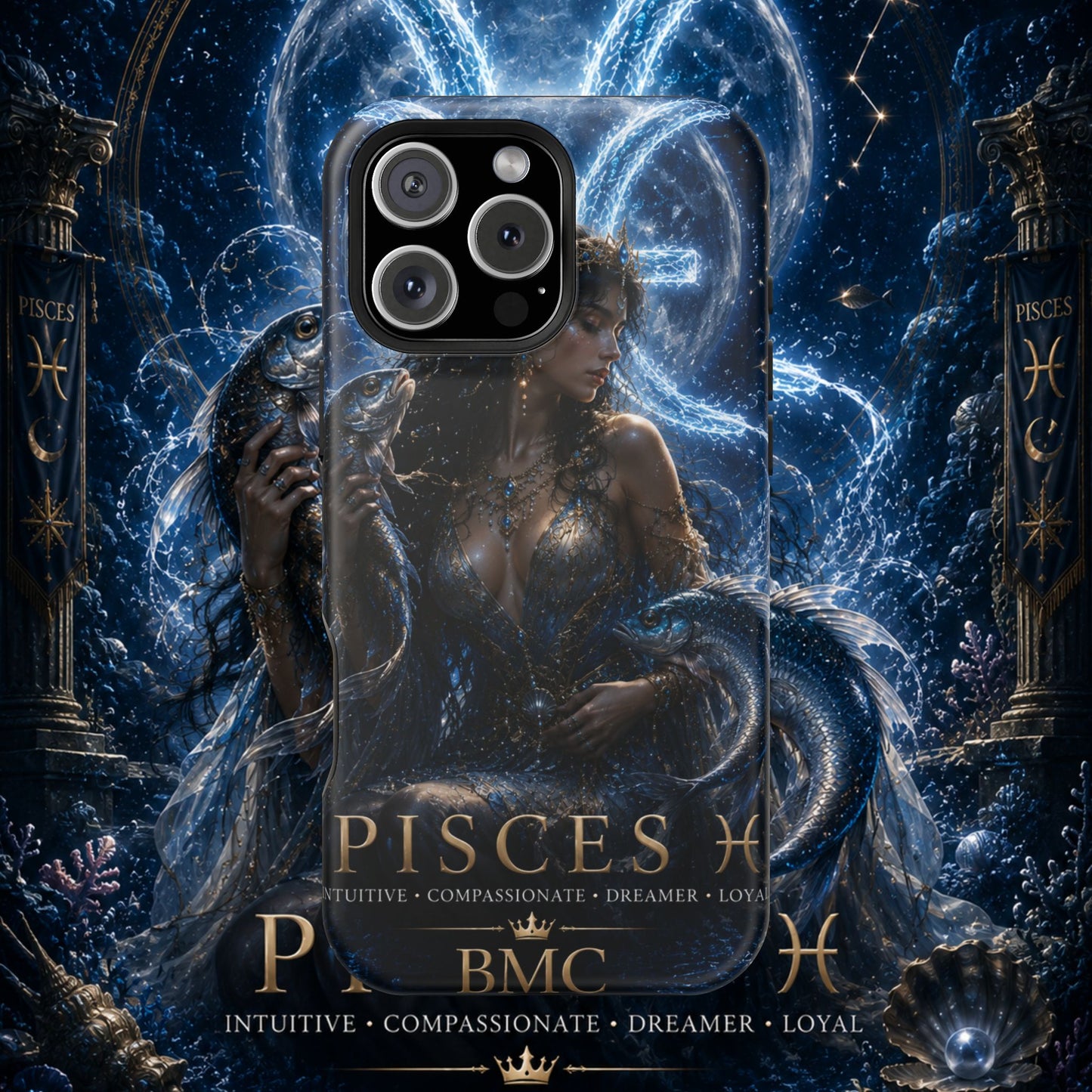 "Funda Magnética Reforzada Piscis M— La Guardiana de las Profundidades"